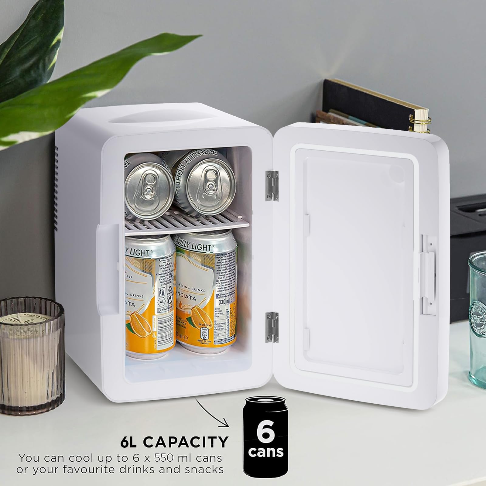 6.2L Mini Skincare Fridge with LED Mirror - Portable Cooler for Makeup & Snacks | Bedroom Vanity Organizer