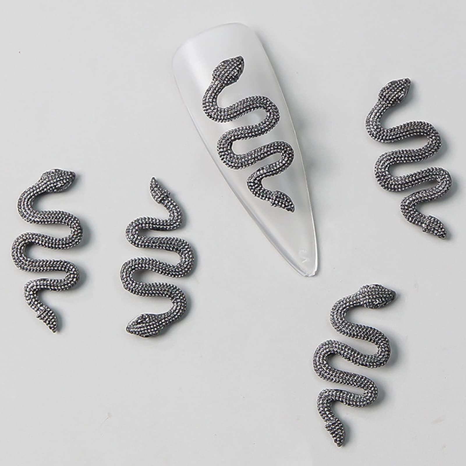 10Pcs Nail Decals Rhinestones - Minimalist Snake Nail Charms, Black Nail Gems & Glitter for DIY Nail Art | Nail Jewelry Decorations for Women | Perfect for Parties, Weddings & Salon Designs