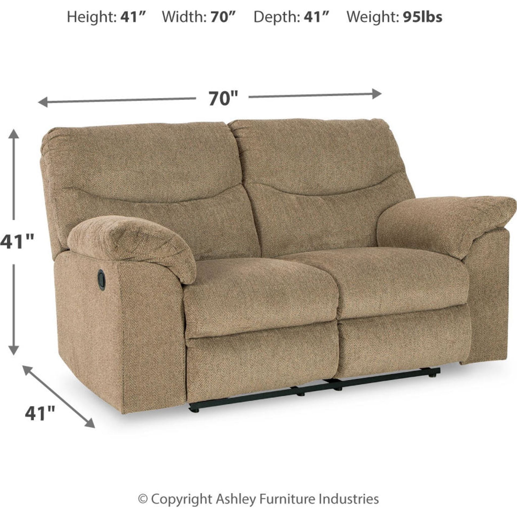Alphons Reclining Loveseat - Modern Fabric Sofa with Adjustable Backrest for Living Room, Home Theater & Small Spaces