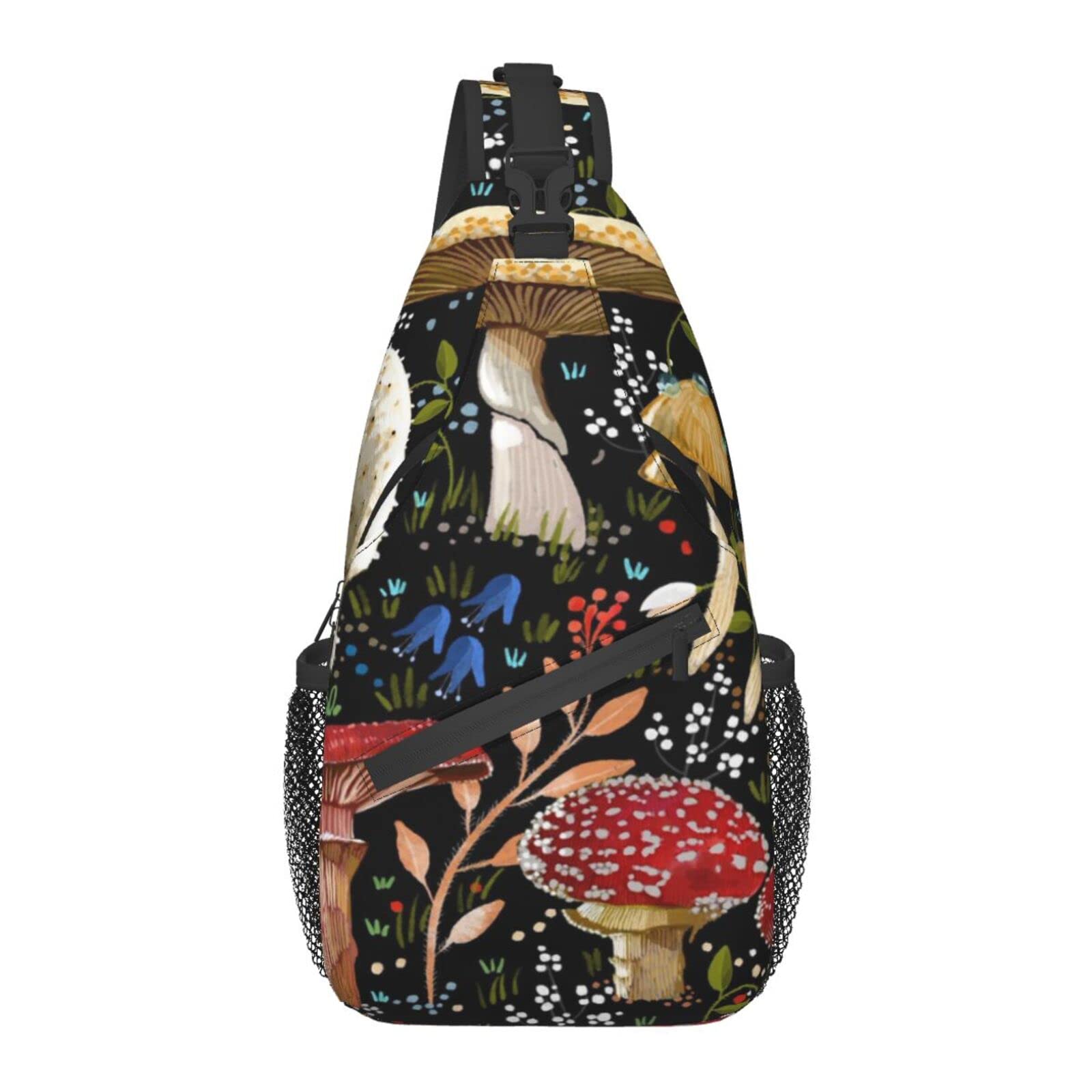 Adjustable Red Mushroom Sling Bag - Lightweight Crossbody Shoulder Backpack for Men & Women | Perfect for Travel, Hiking, Gym, Biking & Camping | Durable Chest Bag for Outdoor Adventures & Casual Daily Use