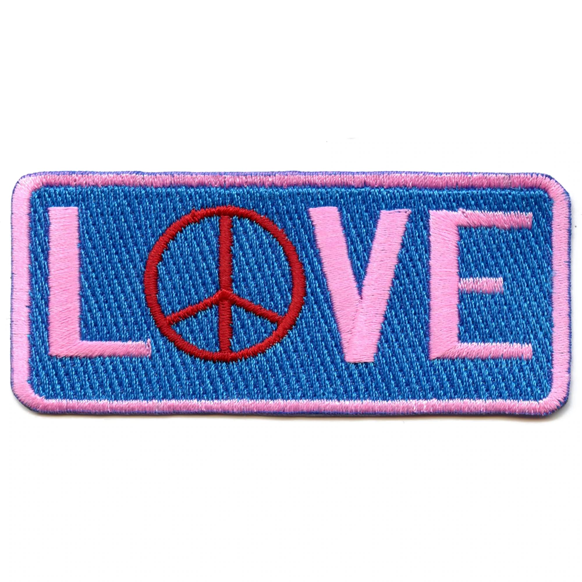 Peace Sign Embroidered Iron On Patch - Hippie Love Script Design for Denim Jackets, Backpacks & DIY Crafts | Vintage Style Sew-On Badge for Clothing & Accessories
