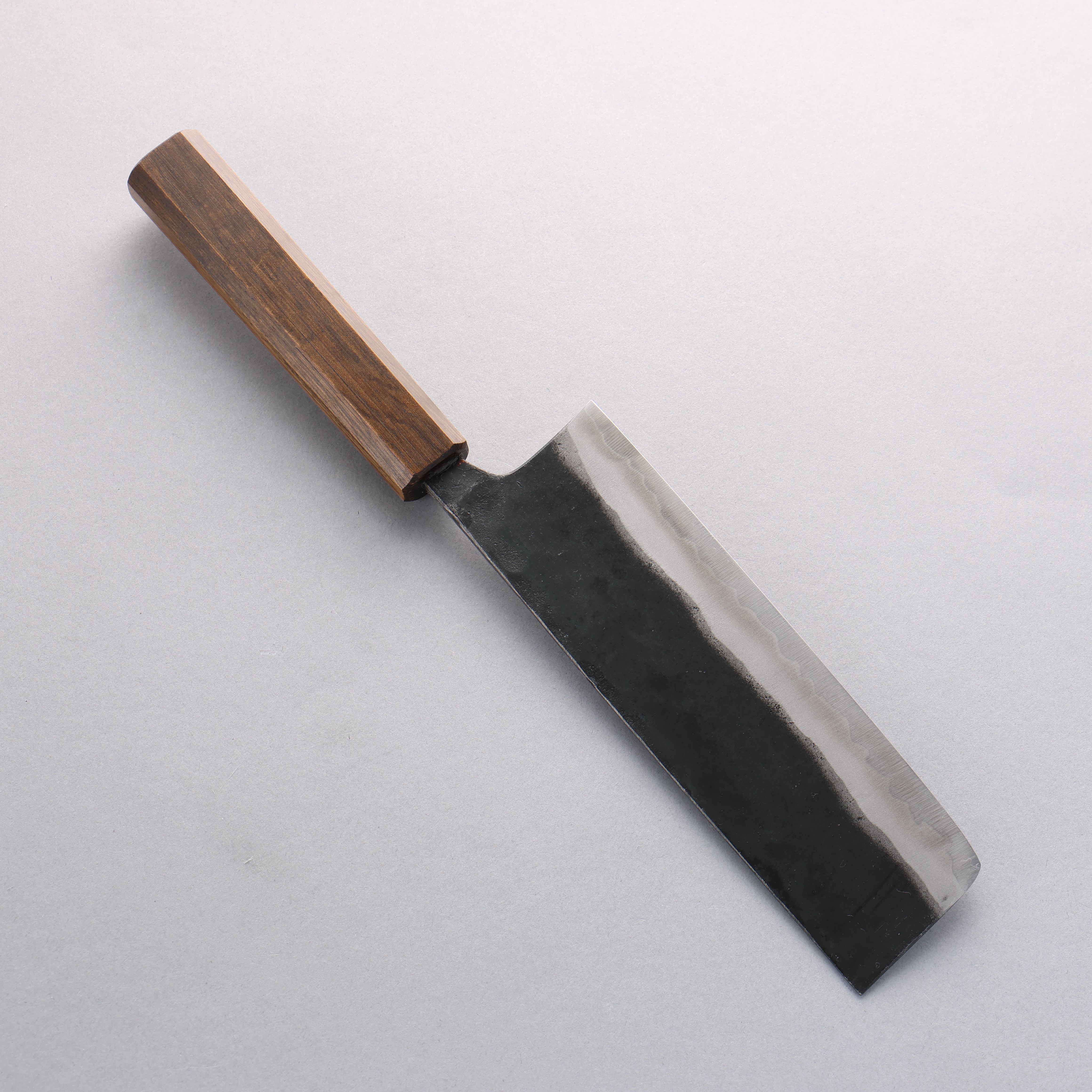 Premium Kyohei Shindo Blue Steel Nakiri Knife 170mm - Black Finish, Live Oak Lacquered Handle - Japanese Vegetable Knife for Professional Chefs & Home Cooking