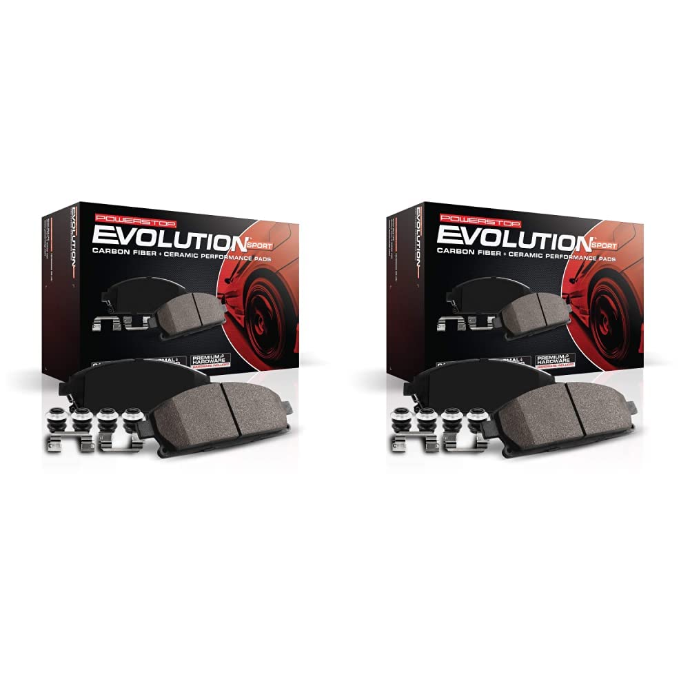 Power Stop Z23-1649 & Z23-905 Evolution Sport Carbon-Fiber Ceramic Brake Pads Set - Front & Rear Brake Pads for High-Performance Vehicles - Perfect for Racing, Daily Driving & Heavy-Duty Use