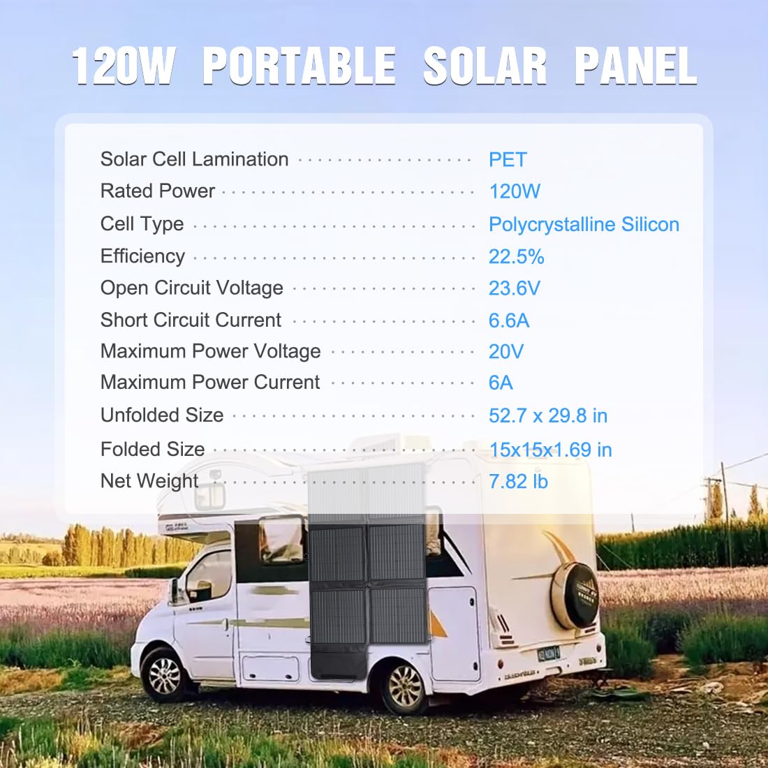 LVYUAN 120W Portable Foldable Solar Panel with MC-4 & XT60 Connectors - Solar Charger for Power Stations, Generators, RV, Camping & Off-Grid Use - Perfect for Outdoor Adventures, Emergency Power & Sustainable Energy Solutions