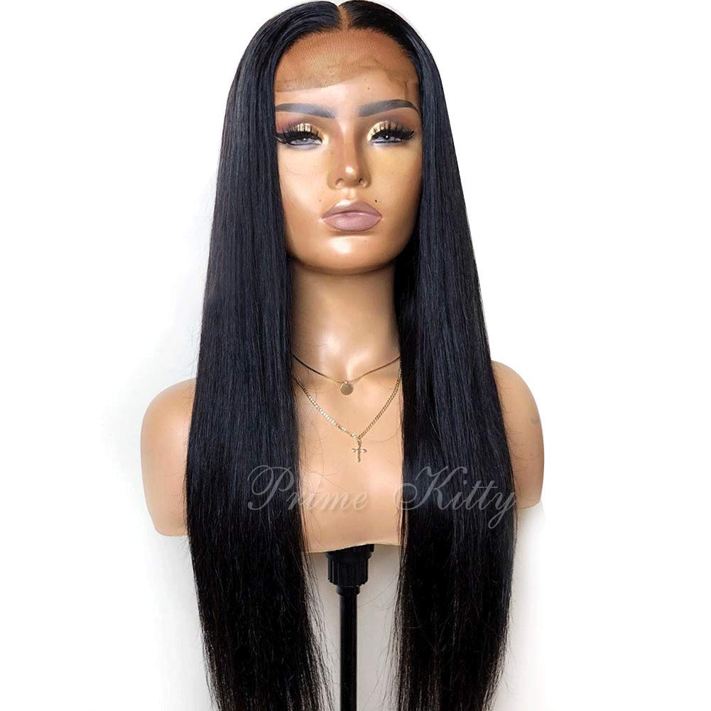 Silky Straight 150% Density 9A Remy Peruvian Human Hair Wig with Baby Hair - 12
