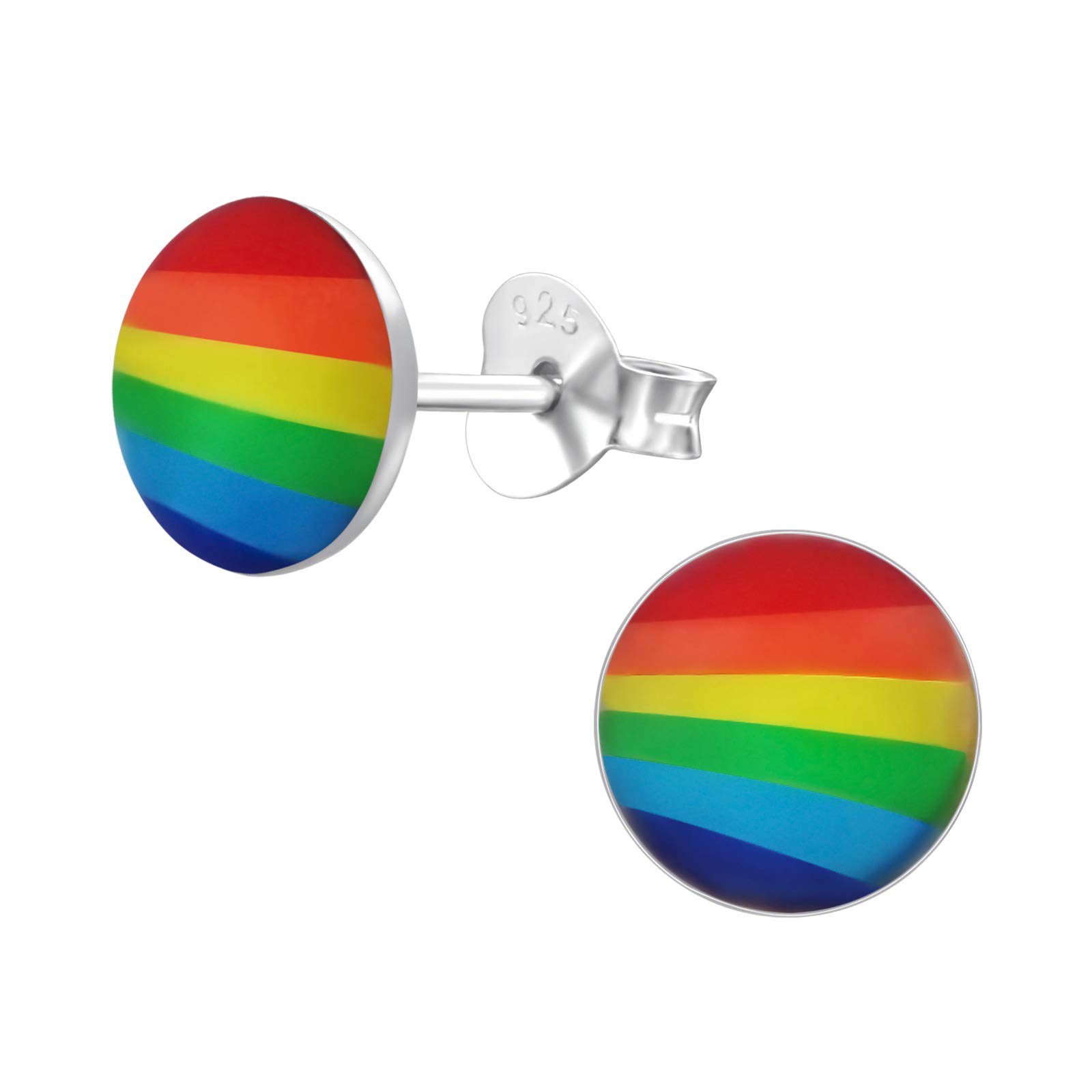 Monkimau Rainbow Stud Earrings for Women & Girls - Hypoallergenic 925 Sterling Silver Cute Jewelry - Valentine's Day Gift, Birthday Present for Teens & Kids - Perfect for School, Parties & Everyday Wear