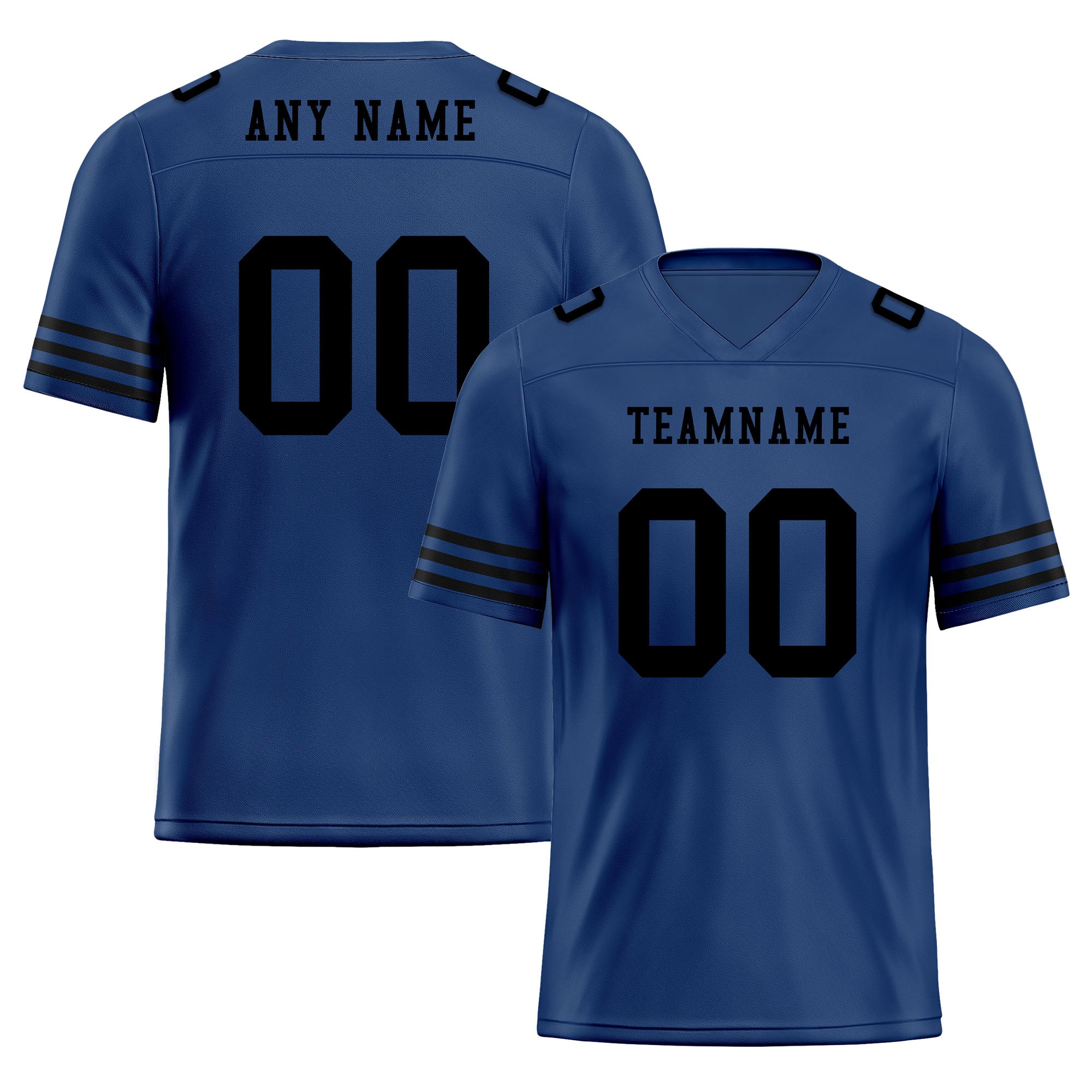 Custom Dark Blue & Black Striped Sleeves Personalized Authentic Football Jersey FBJ02 D06034 - Perfect for Game Day, Team Sports & Fan Apparel Gifts