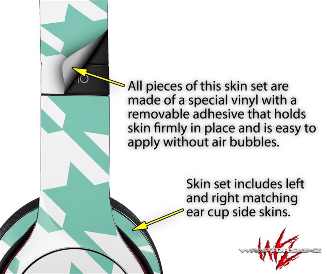 Beats Solo 4/3/2 Wireless Headphone Skin Cover - Houndstooth Seafoam Green Vinyl Decal Wrap (Headphones Not Included) | Protective Case for Gym, Travel & Daily Use