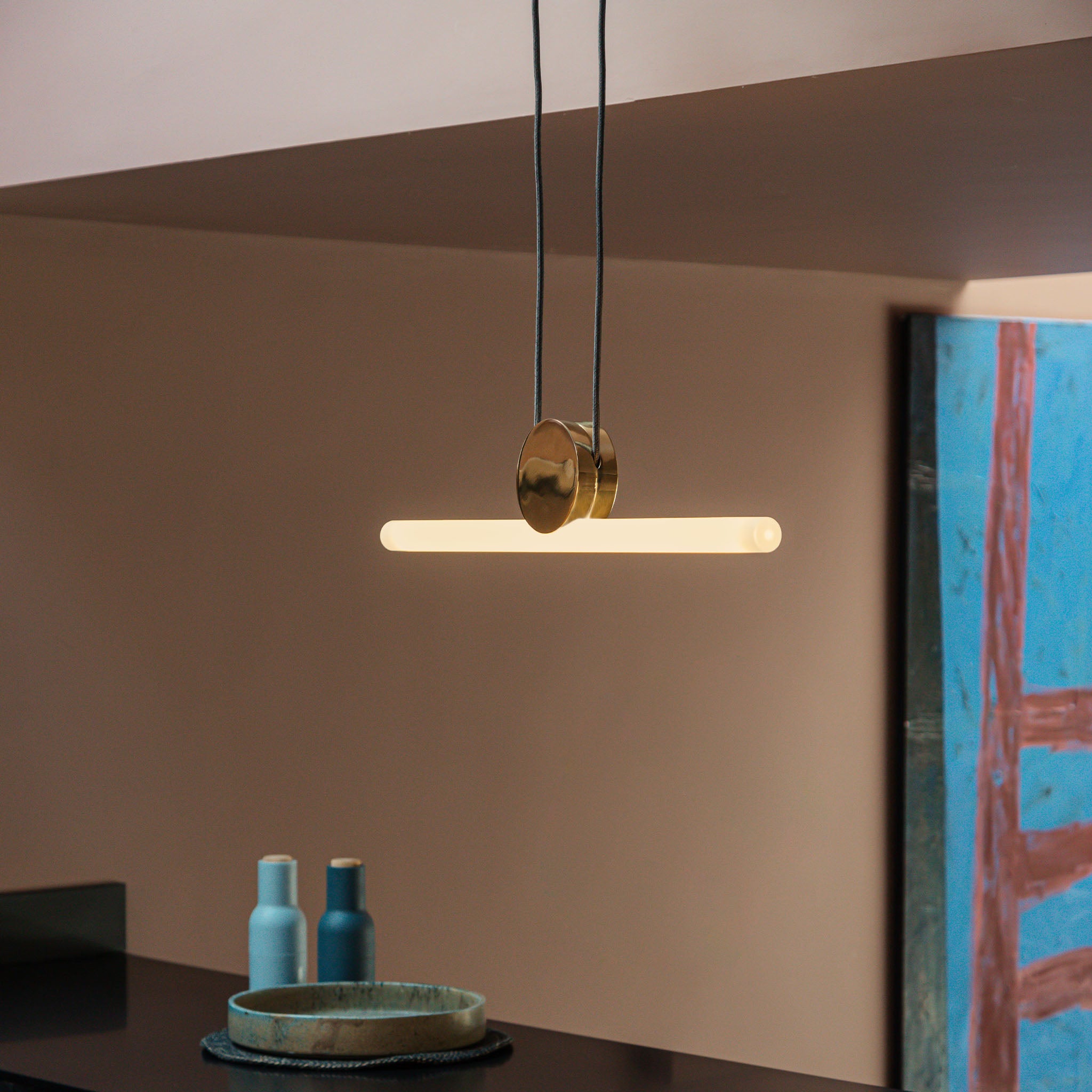 Modern Kilter Pendant Light Set of 2 - Industrial Style Hanging Fixtures for Kitchen Island, Dining Room & Living Room Decor