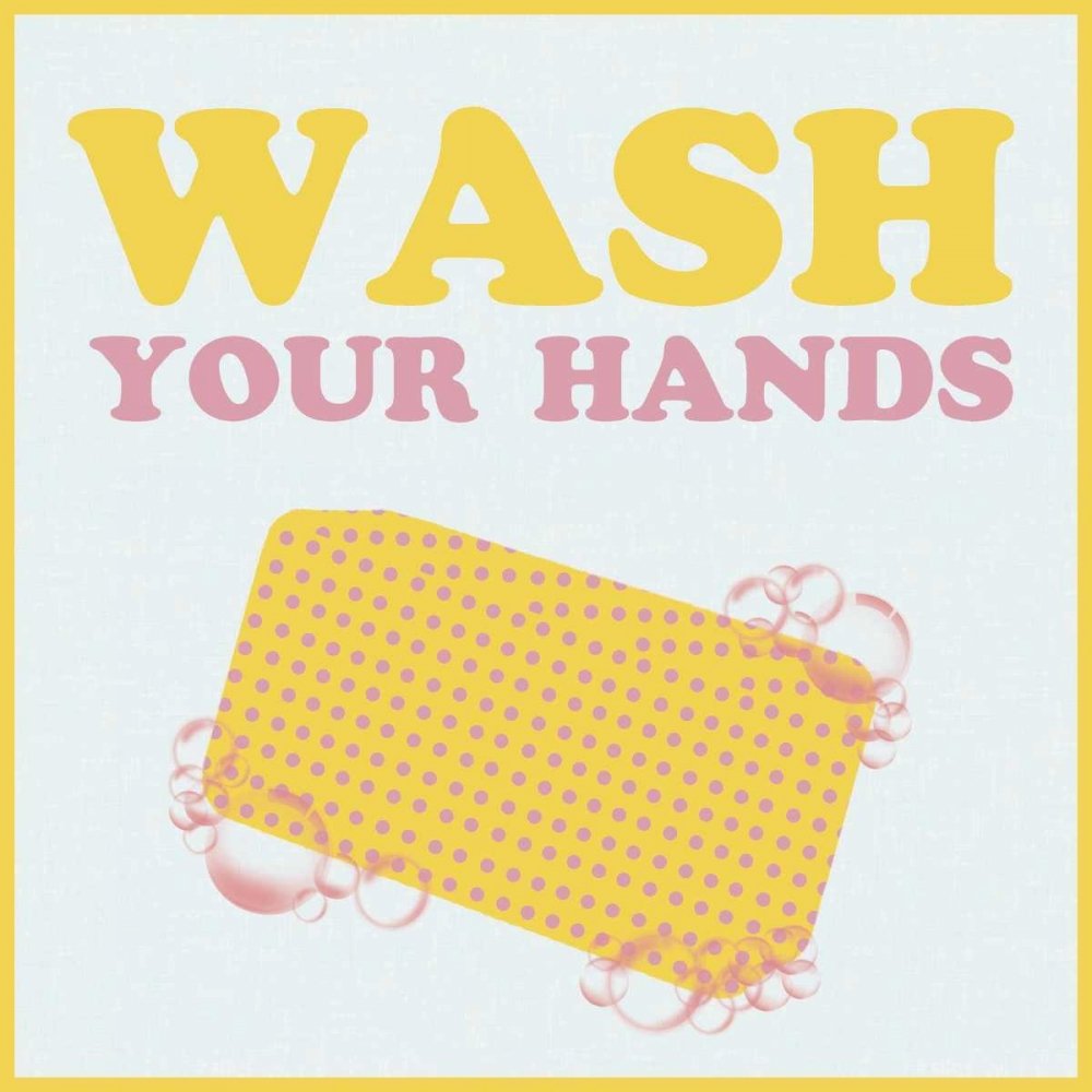 Wash Your Hands by Lauren Gibbons - 12x12 Inch Inspirational Art Print Poster for Bathroom, Kitchen & Office Decor