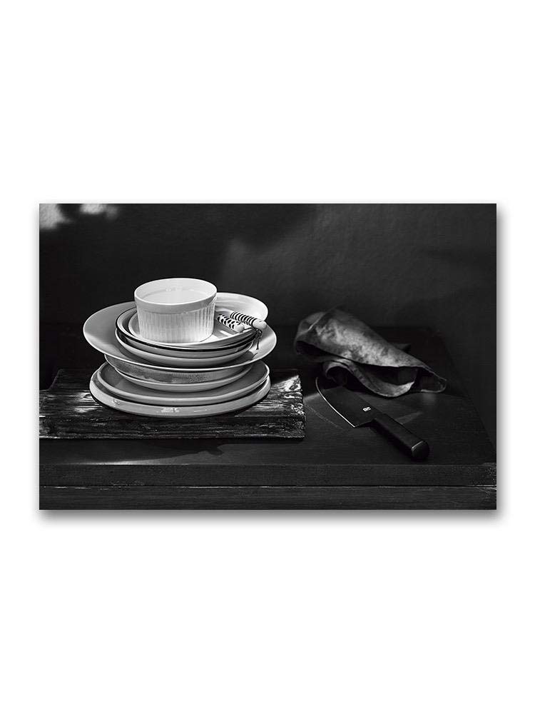 Premium Dish Set with Stainless Steel Knives & Microfiber Cleaning Rag - Complete Kitchen Essentials for Cooking, Dining & Cleaning | Perfect for Home, Restaurant & Camping Use