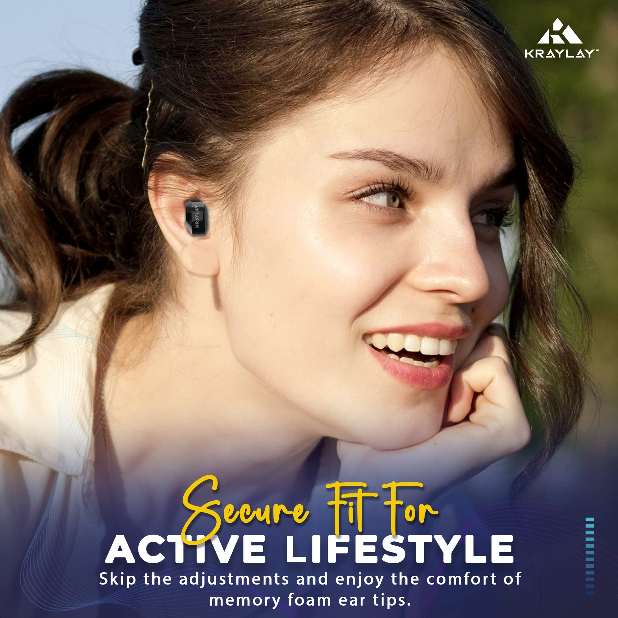 Wireless Bluetooth 5.3 Earbuds with 40H Playtime, IPX7 Waterproof, Memory Foam Ear Tips for Secure Fit - Perfect for Running, Gym Workouts & Gaming (Black)