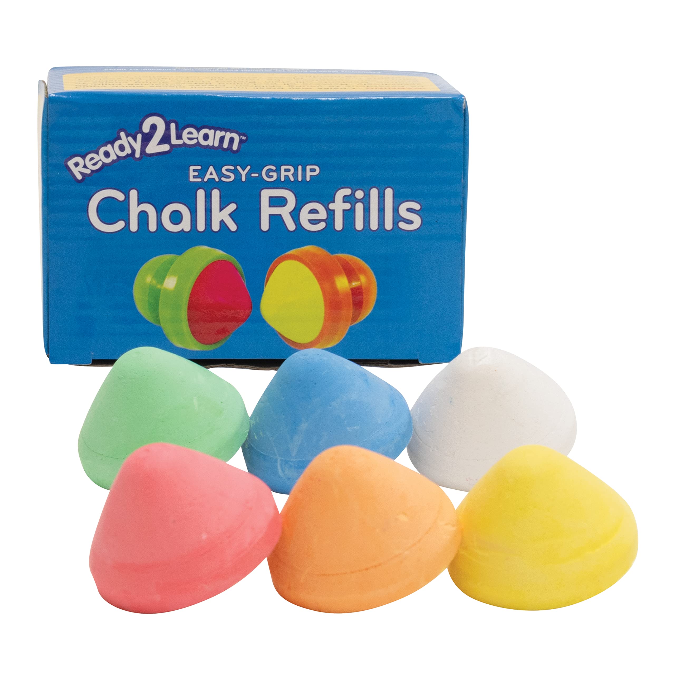 READY 2 LEARN Non-Toxic Easy Grip Chalk Refills - 6 Vibrant Colors for Toddlers 18 Months+ | Sidewalk Drawing & Outdoor Play | Compatible with Chalk Handles (Sold Separately)