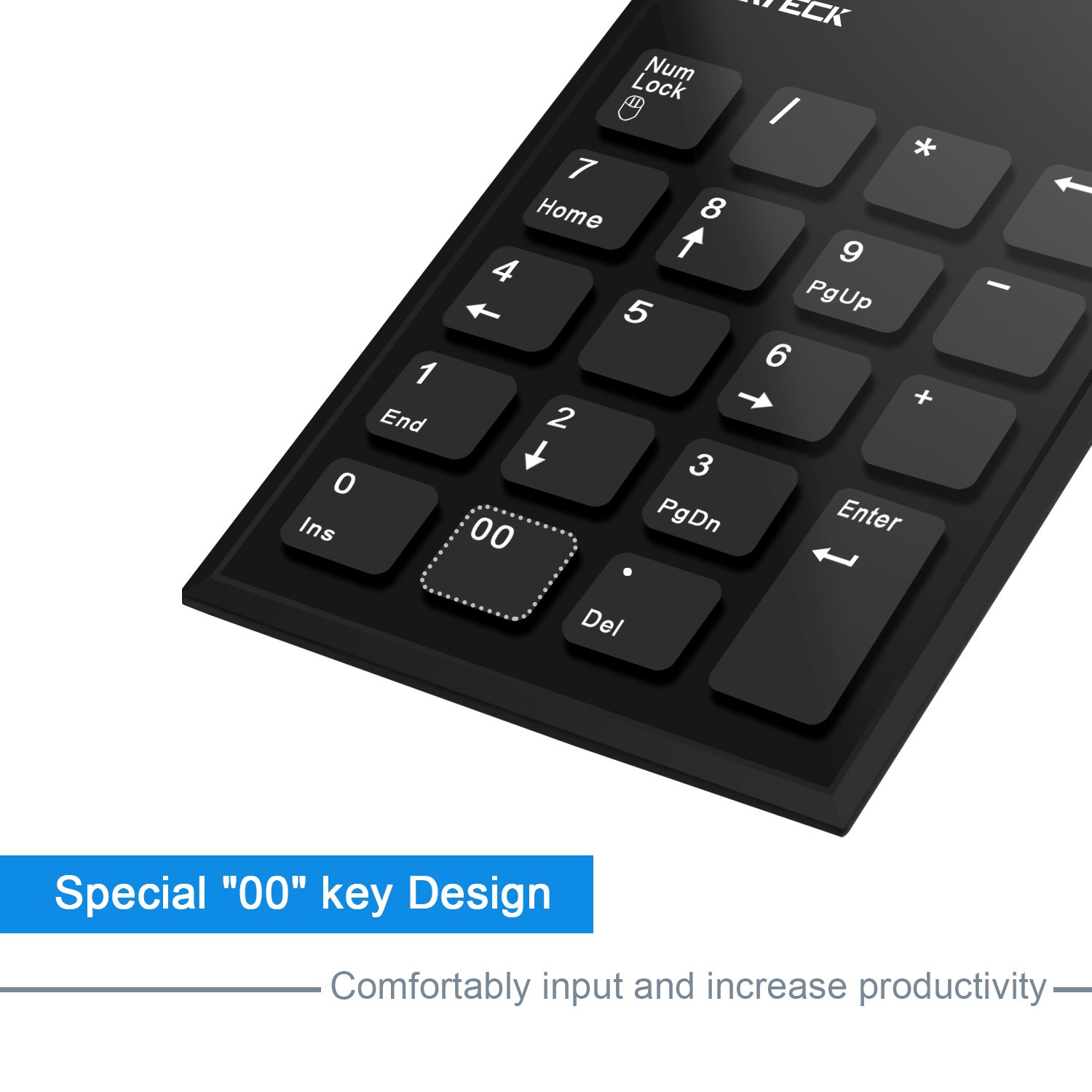Wireless Numeric Keypad & Mouse Combo - 2.4G 19 Keys Mini USB for PC/Laptop - Office & Accounting Use