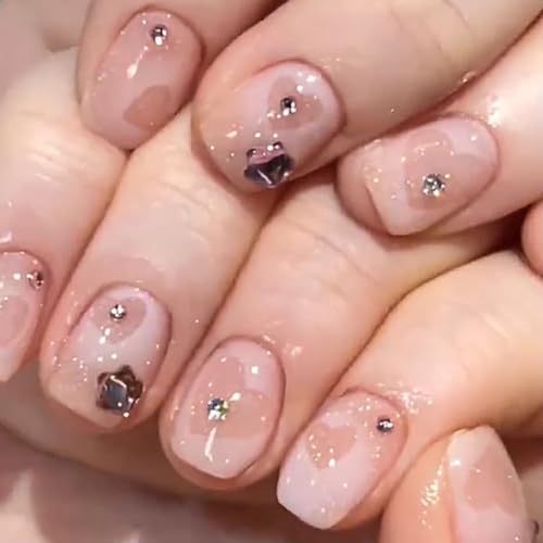 Nude Pink with Heart Rhinestones A01