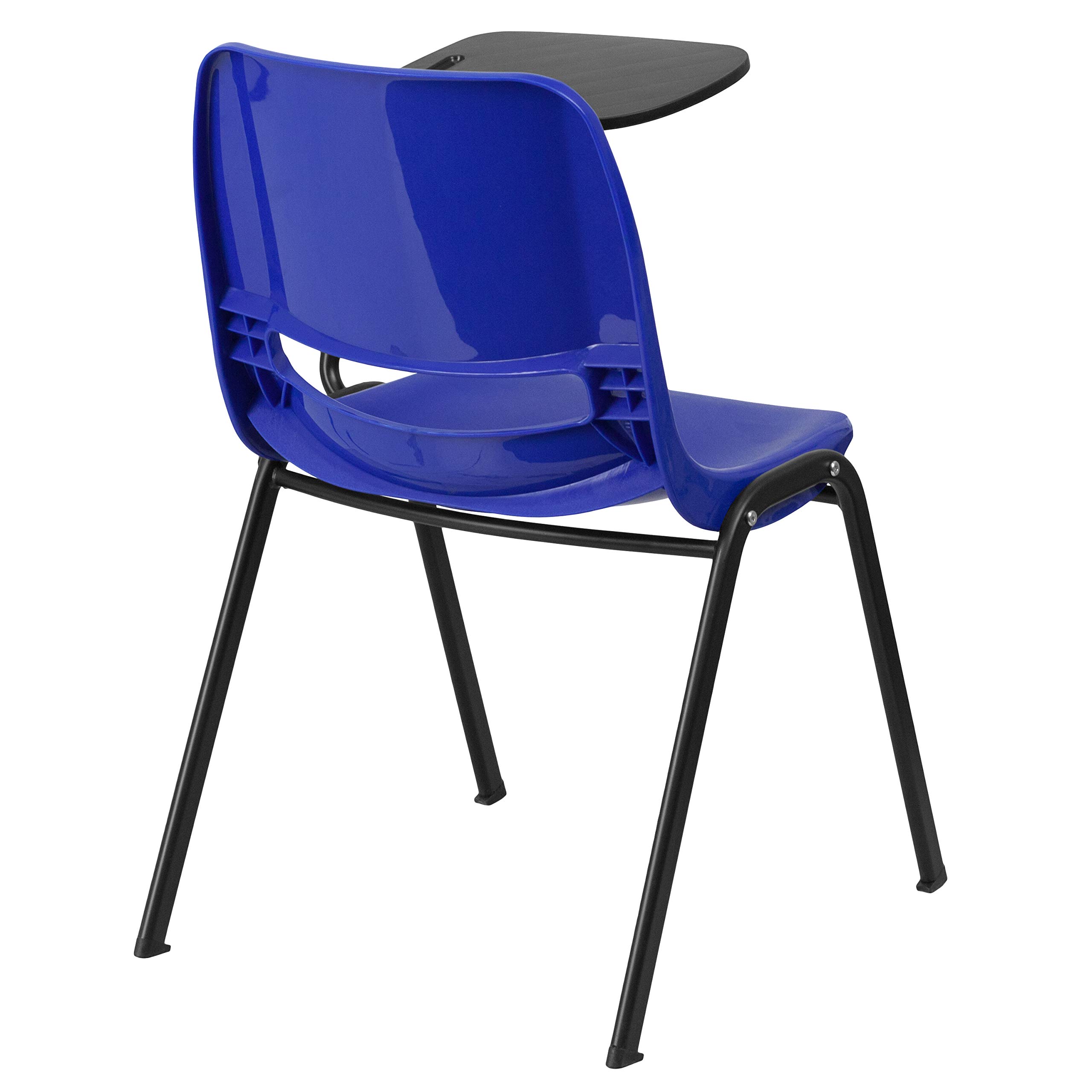 Blue Ergonomic Shell Chair with Left-Handed Flip-Up Tablet Arm - Adjustable Office Desk Chair for Home & Work | Perfect for Remote Work, Gaming & Study