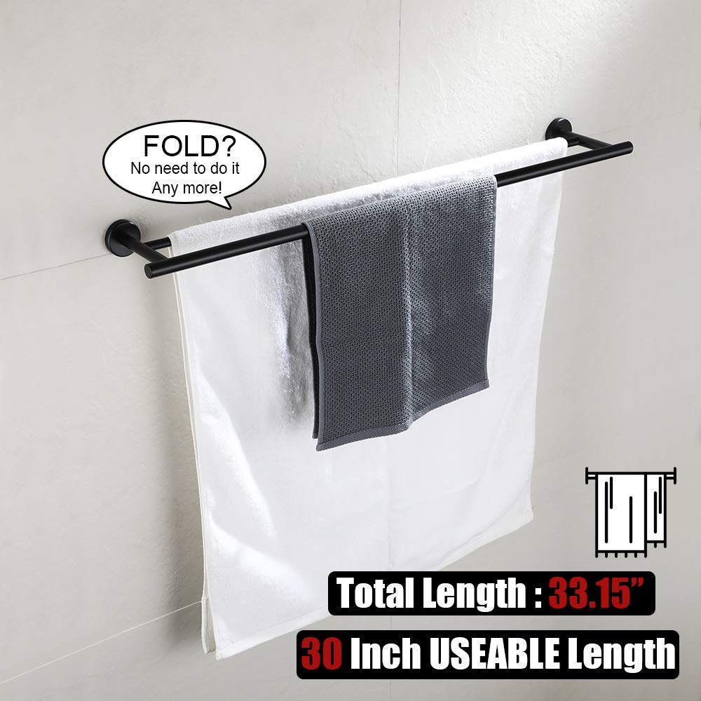 JQK Black Towel Ring - 6 Inch Stainless Steel Square Bathroom Towel Holder, Matte Black Wall Mount (TR140-PB) - Perfect for Modern Bathrooms & Powder Rooms