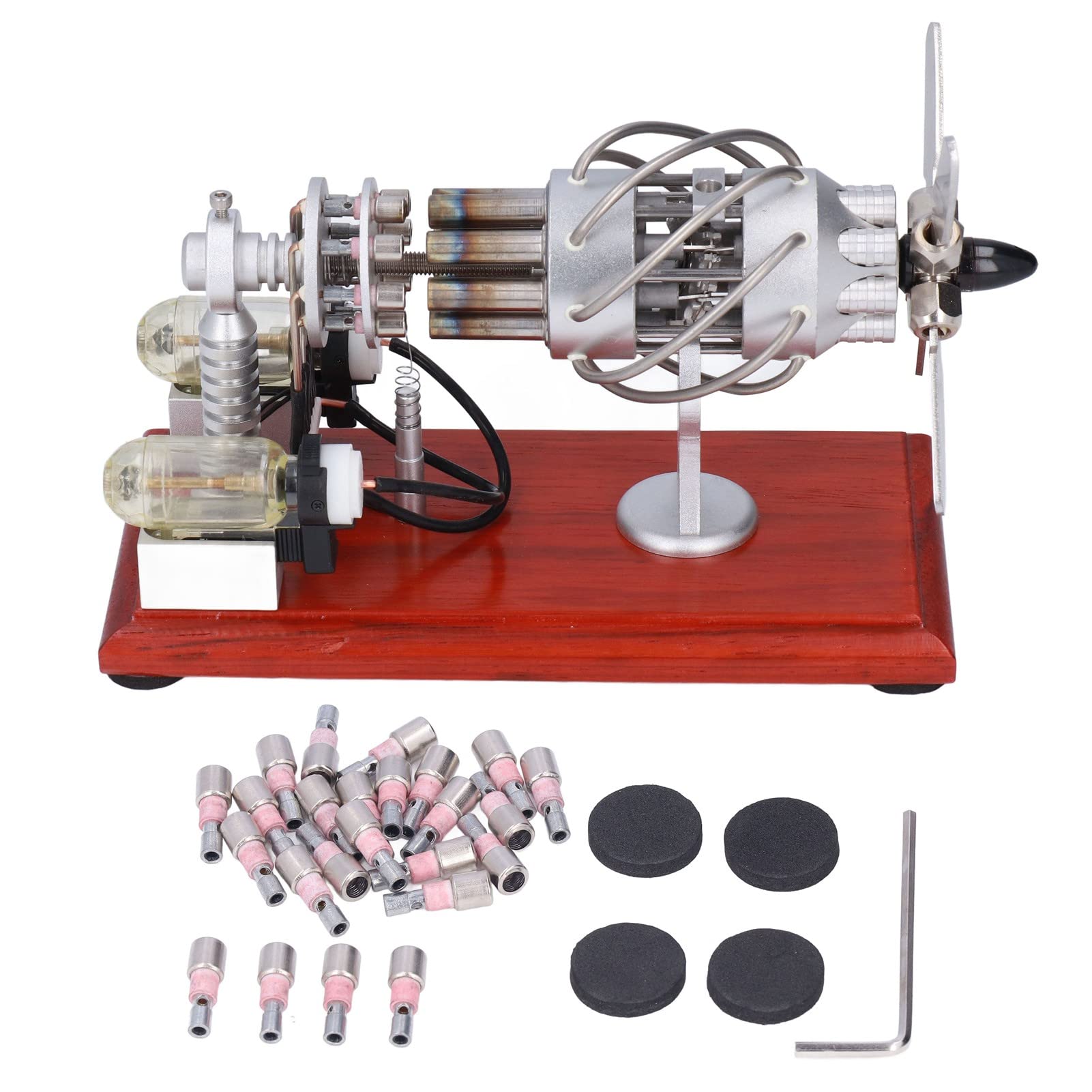 Stirling Engine Model Kit - 16 Cylinder Swashplate Hot Air Generator Science Educational Toy for Kids & Adults | DIY Physics Experiment Kit, Birthday Gift for Students & Engineers | Home & Classroom STEM Learning Project