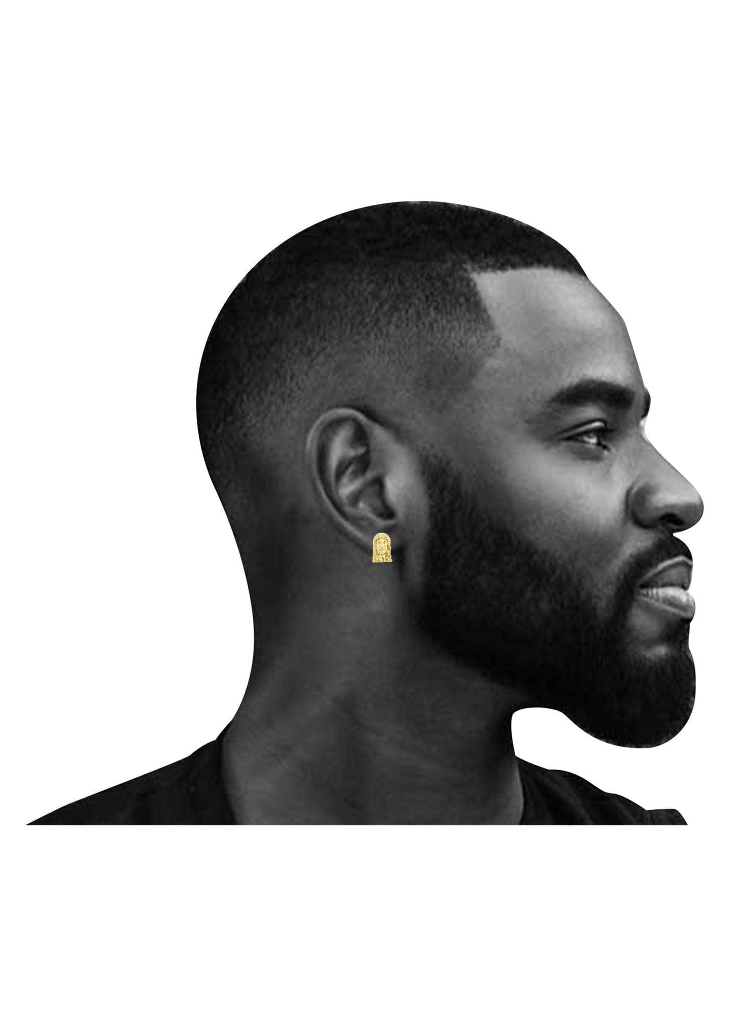 10K Gold Jesus Head Earrings for Men - 1/2 Inch Wide Religious Jewelry - Perfect for Church, Worship & Christian Gifts