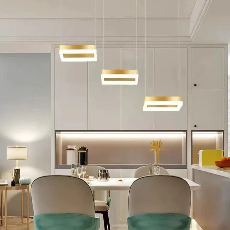 Modern 3-Light Rectangular Metal Pendant Lighting Fixture - Industrial Style Ceiling Light for Kitchen Island, Dining Room, and Living Room Decor