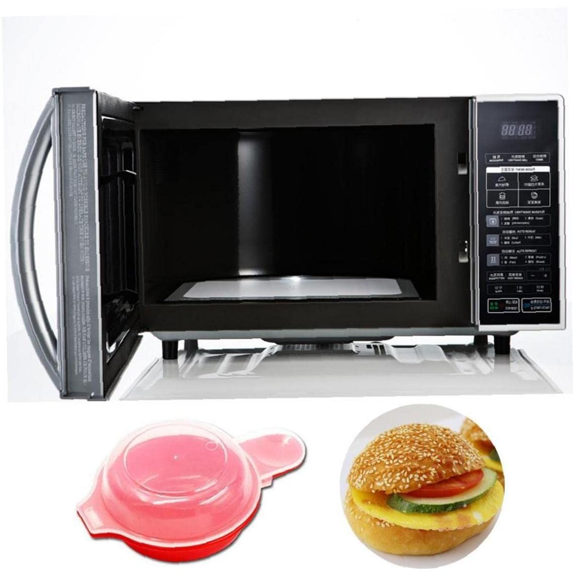 2-Piece Microwave Egg Cooker Set - Hard Boiled Egg Poacher & Omelet Maker (Red & Clear) - Perfect for Breakfast, Muffins, Biscuits & Bagels - Quick & Easy Meal Prep for Home, Office & Dorm