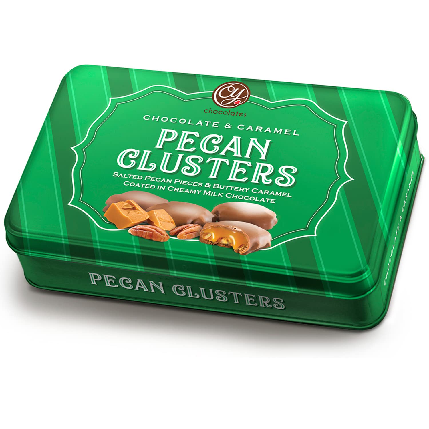 Delicious Milk Chocolate Caramel Pecan Clusters in Gift Tin - Perfect for Holidays, Birthday Gifts & Corporate Treats