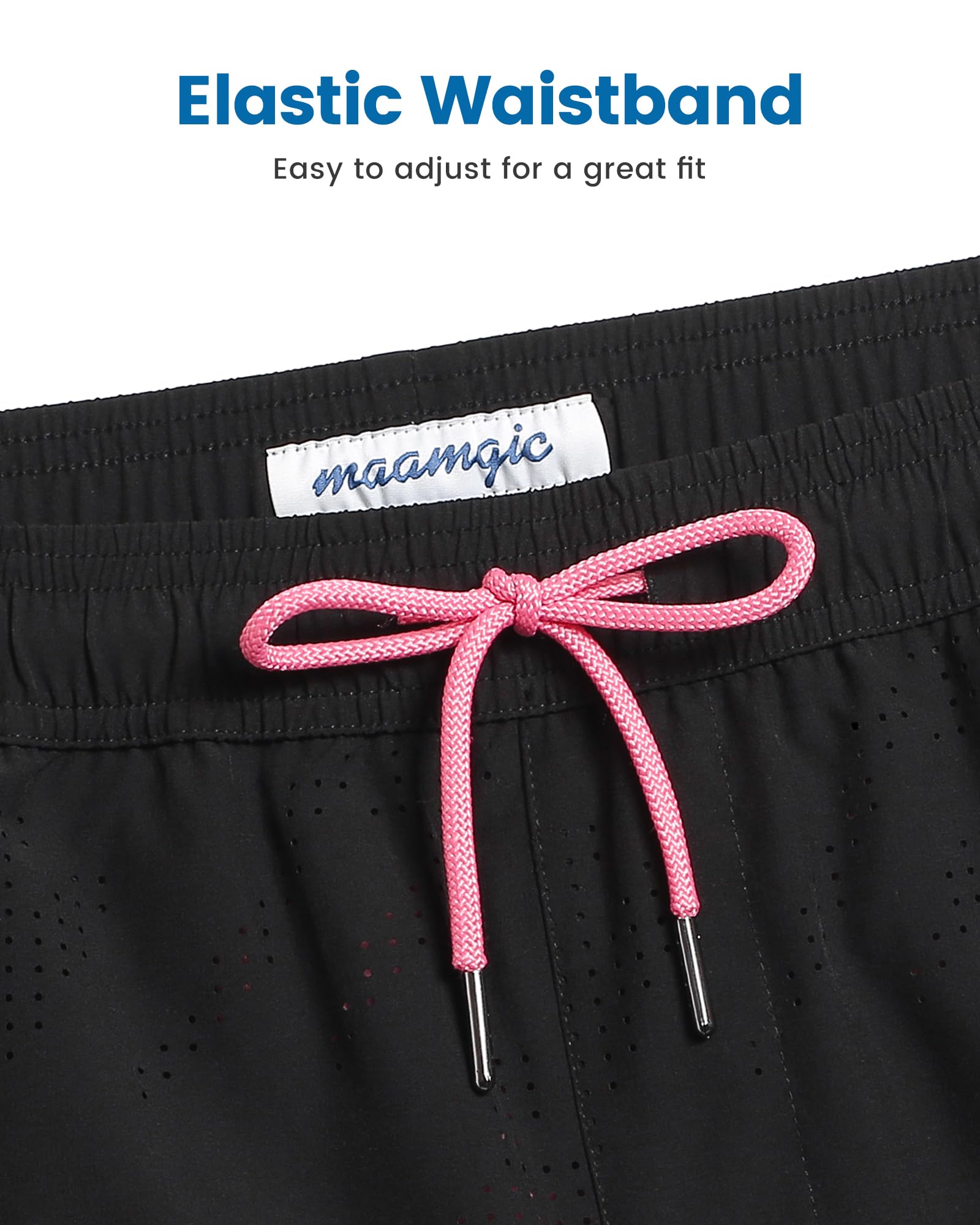 **Maamgic Men's Swim Trunks with Compression Liner - 5 Inch Inseam Quick Dry Board Shorts, Zipper Pockets for Swimming, Beach & Water Sports**