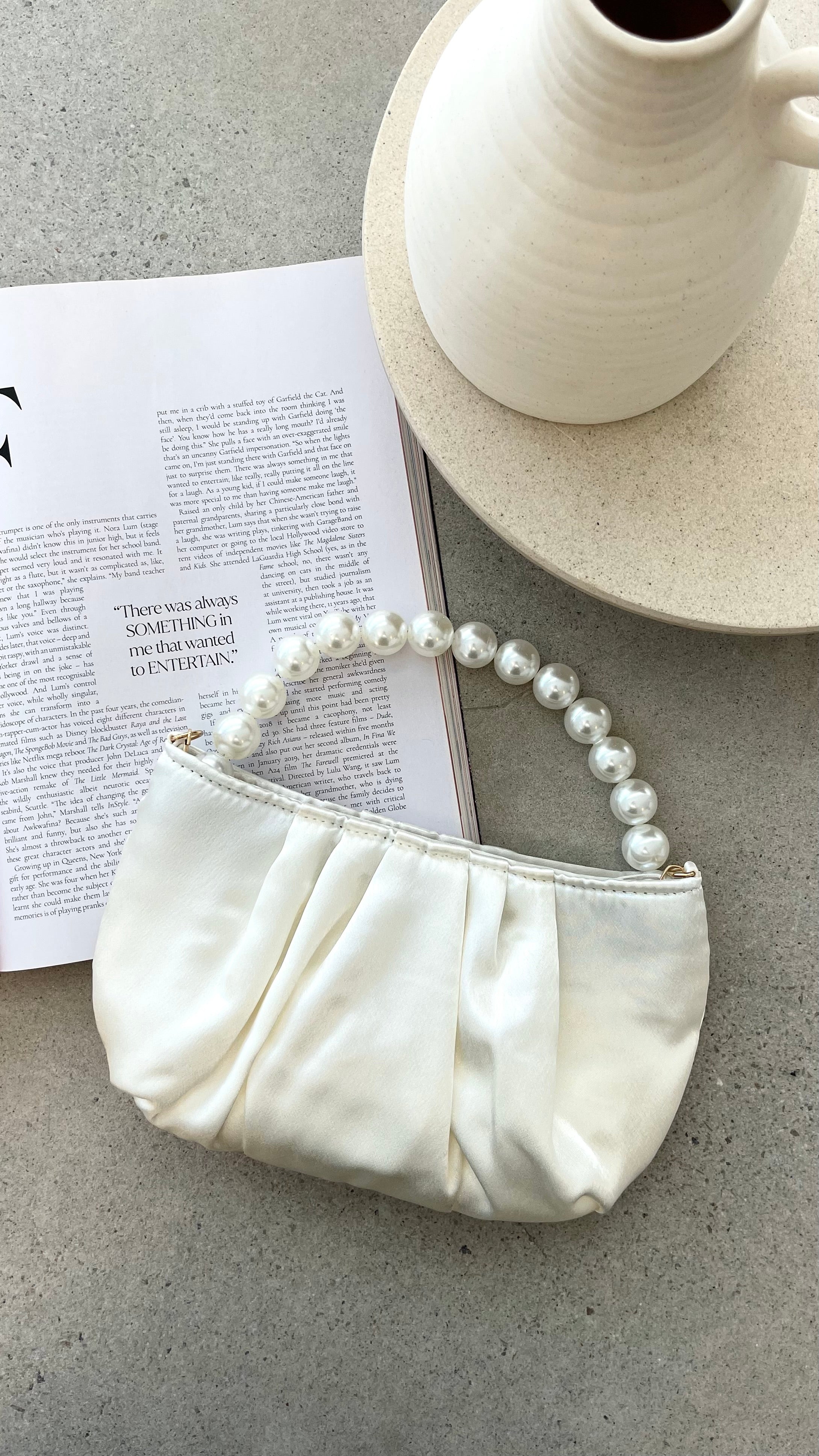 Hepburn Women's Ivory Leather Crossbody Purse - Stylish & Elegant Handbag for Daily Use, Work, and Evening Out