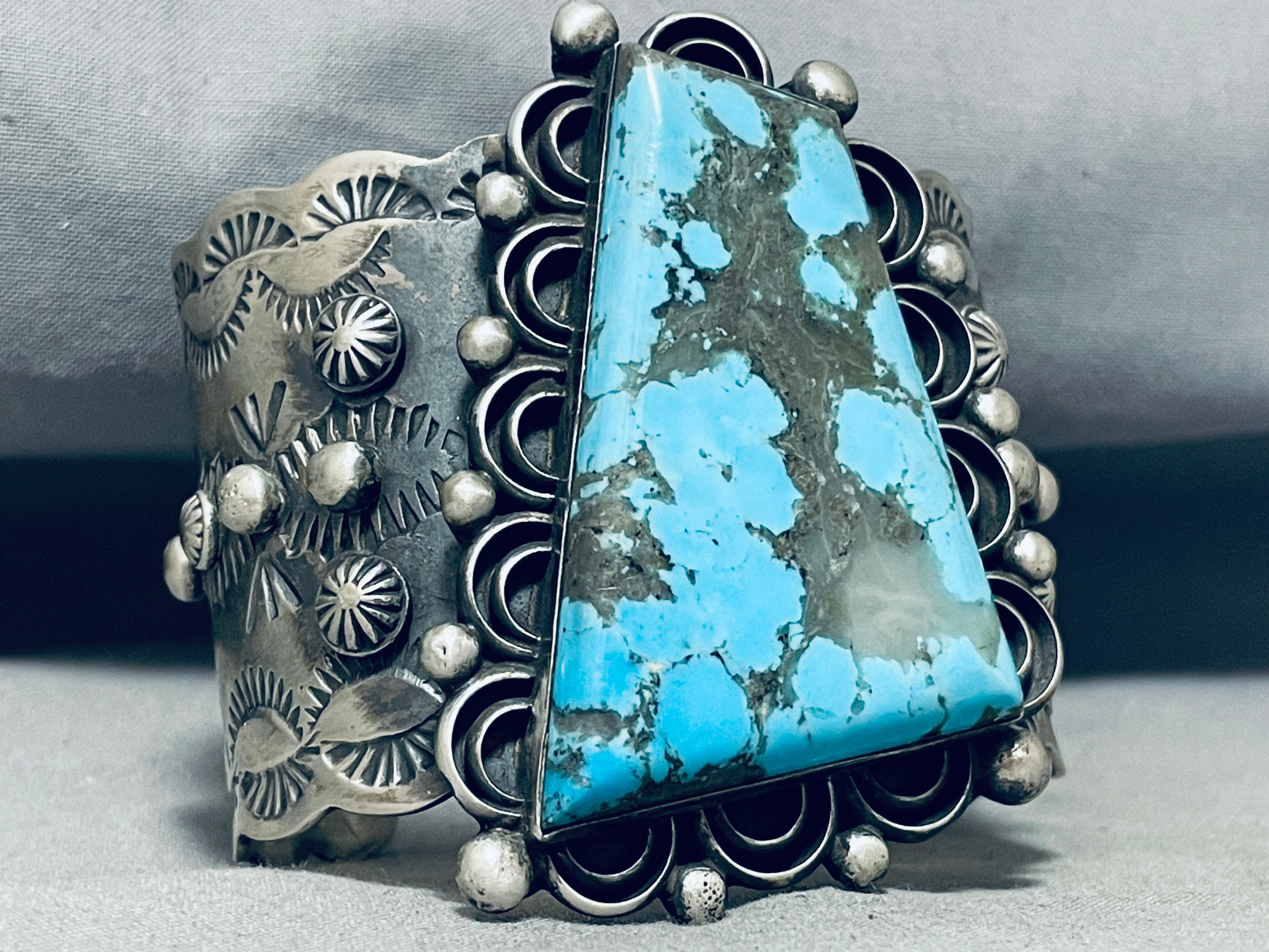 141g Authentic Navajo Spiderweb Turquoise Sterling Silver Bracelet - Unique Handcrafted Native American Jewelry for Women - Perfect for Boho, Western & Casual Fashion