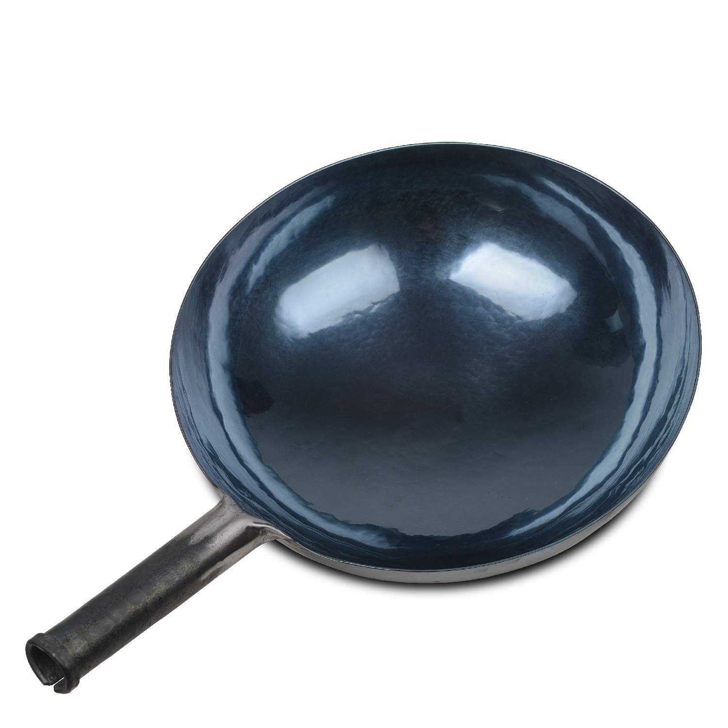 ZhenSanHuan Authentic Chinese Hand-Forged Carbon Steel Wok Pan - 32cm Seasoned Iron Stir Fry Pan, Non-Stick Natural Coating, Healthy Cooking with Less Oil | Perfect for Stir-Frying, Sautéing & Asian Cuisine