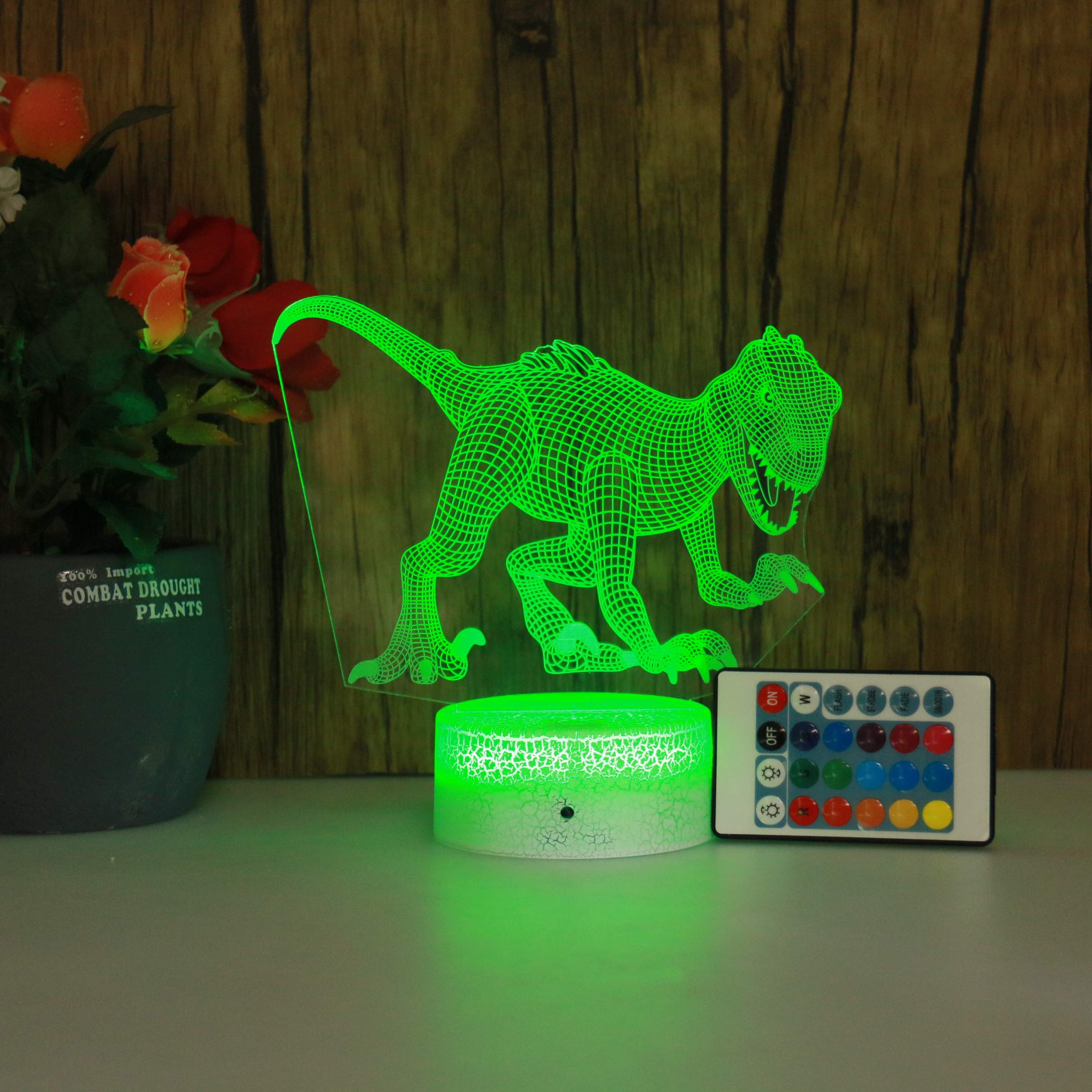 3D Dinosaur LED Night Light for Kids - 7 Color Changing Desk Lamp with Touch Switch & Remote Control, Best Gift for Boys & Girls - Perfect for Bedroom, Nursery, Study Room and Birthday Parties