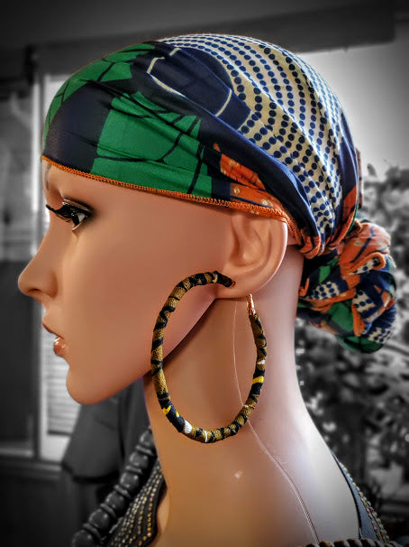 African Print Hoop Earrings for Women - Bold Tribal Design DPJ3210JL - Perfect for Parties, Weddings, and Cultural Events