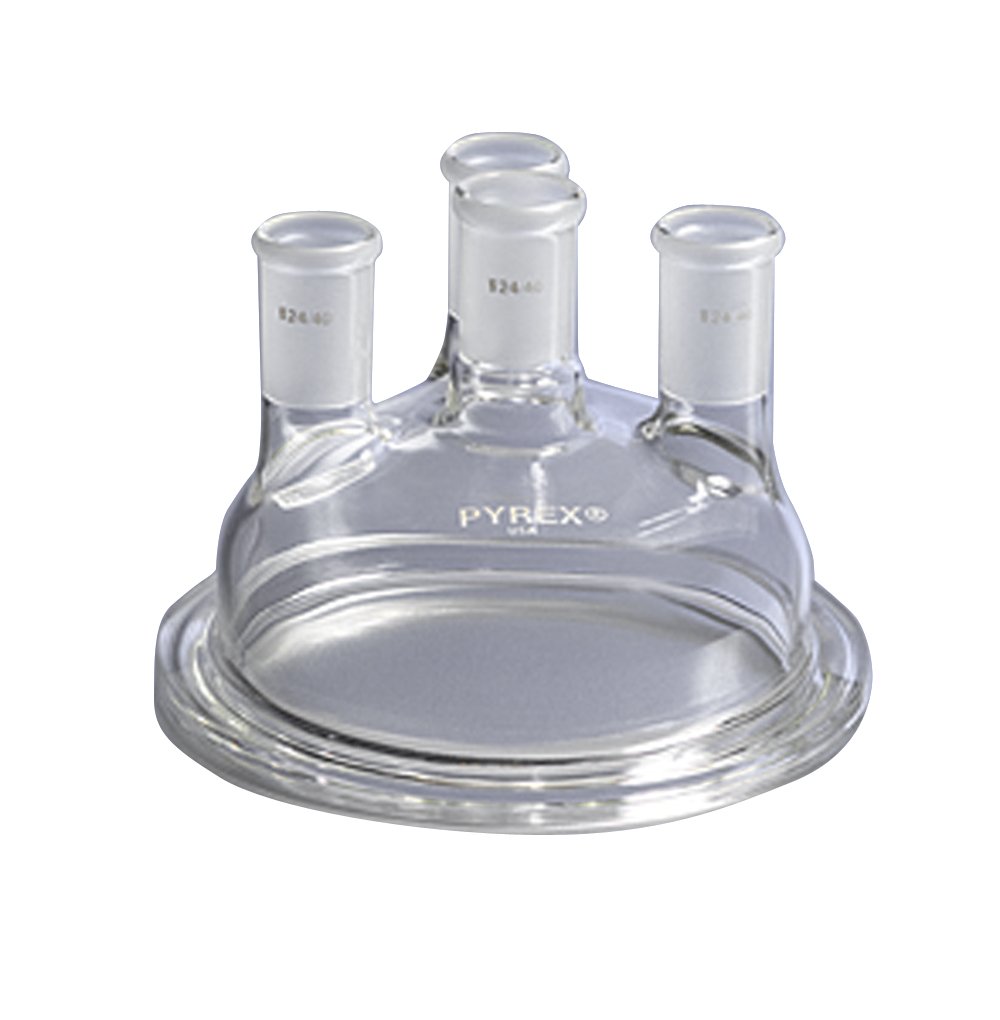 Pyrex Borosilicate Glass Cover for 500ml-1000ml Reaction Kettle with O-Ring Seal & 4 Standard Taper Joints (3 Side/1 Center) - 29/42 Size - Ideal for Chemistry Labs, Distillation & Scientific Experiments