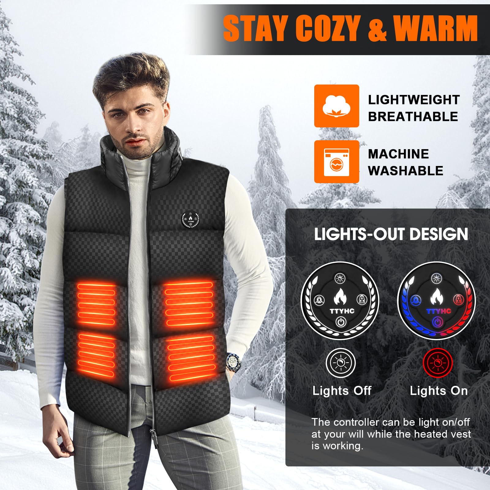Heated Vest for Men & Women - Lightweight Electric Warming Jacket with USB Power - Perfect for Outdoor Activities, Winter Sports & Cold Weather