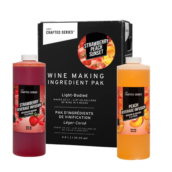 Premium DIY Fruit Wine Making Kit - Make 30 Bottles (6 Gallons) of Strawberry Peach Sunset Wine at Home | Perfect for Gifts, Parties & Home Brewing Enthusiasts