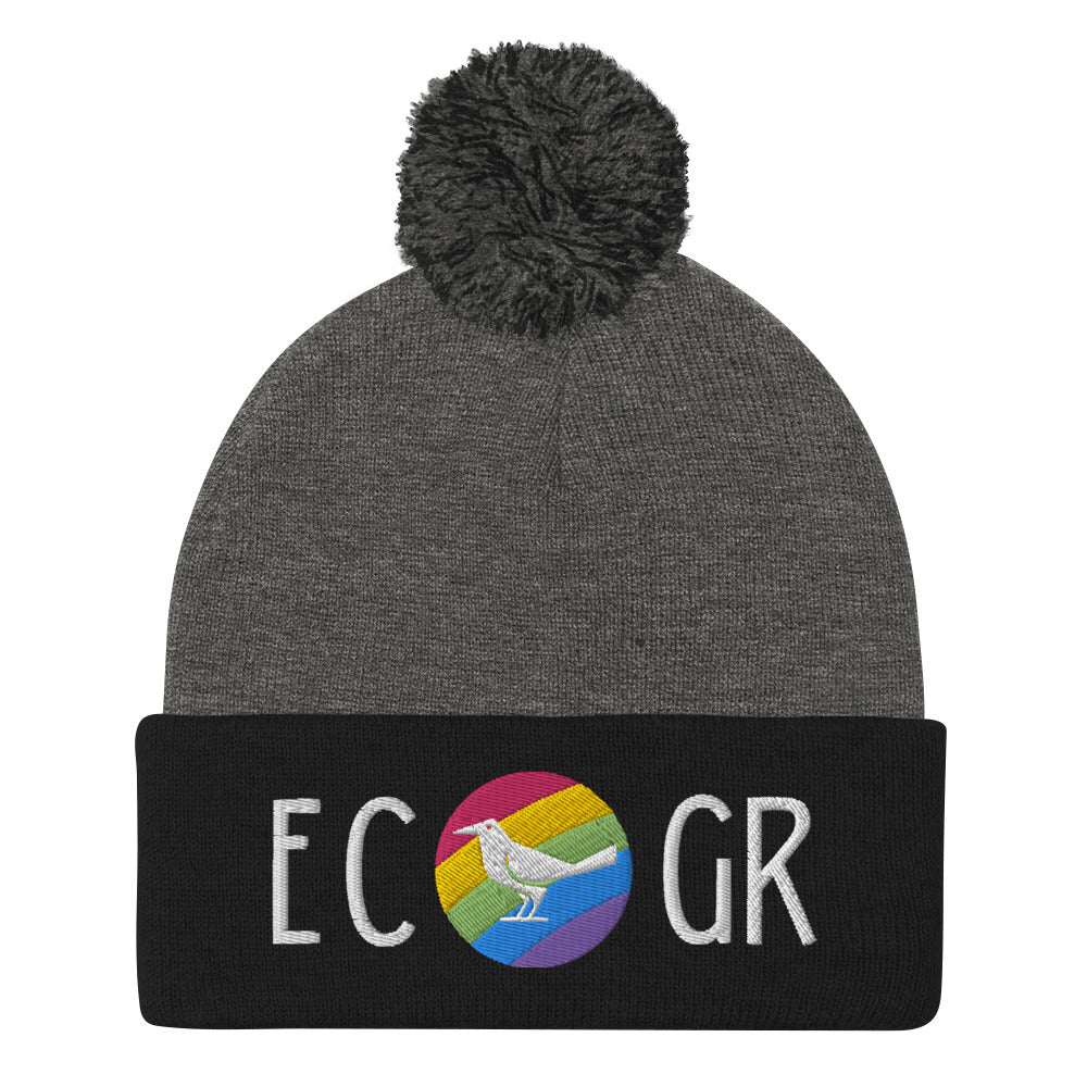 East Co. Grackles Pom Beanie - Stylish Winter Hat for Men & Women - Warm Knit Beanie with Faux Fur Pom - Perfect for Outdoor Activities, Skiing, and Casual Wear