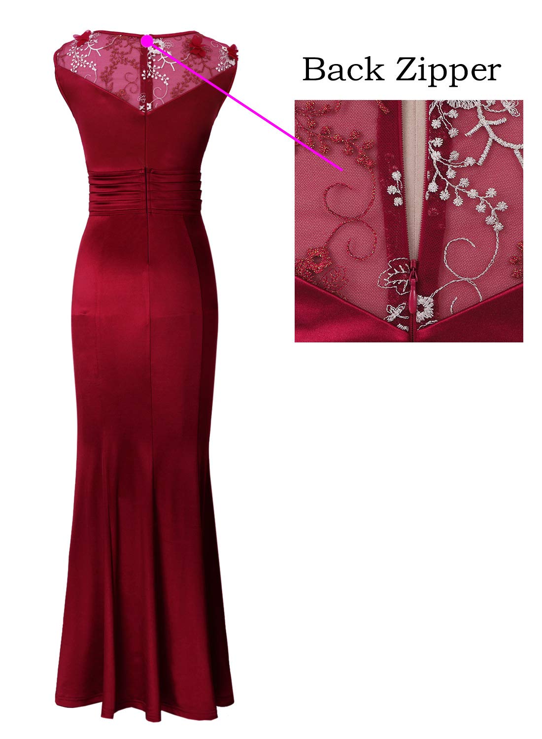 VFSHOW Women's Formal Ruched Ruffles Evening Prom Wedding Party Maxi Dress - Elegant Long Gown for Special Occasions, Dinners & Celebrations