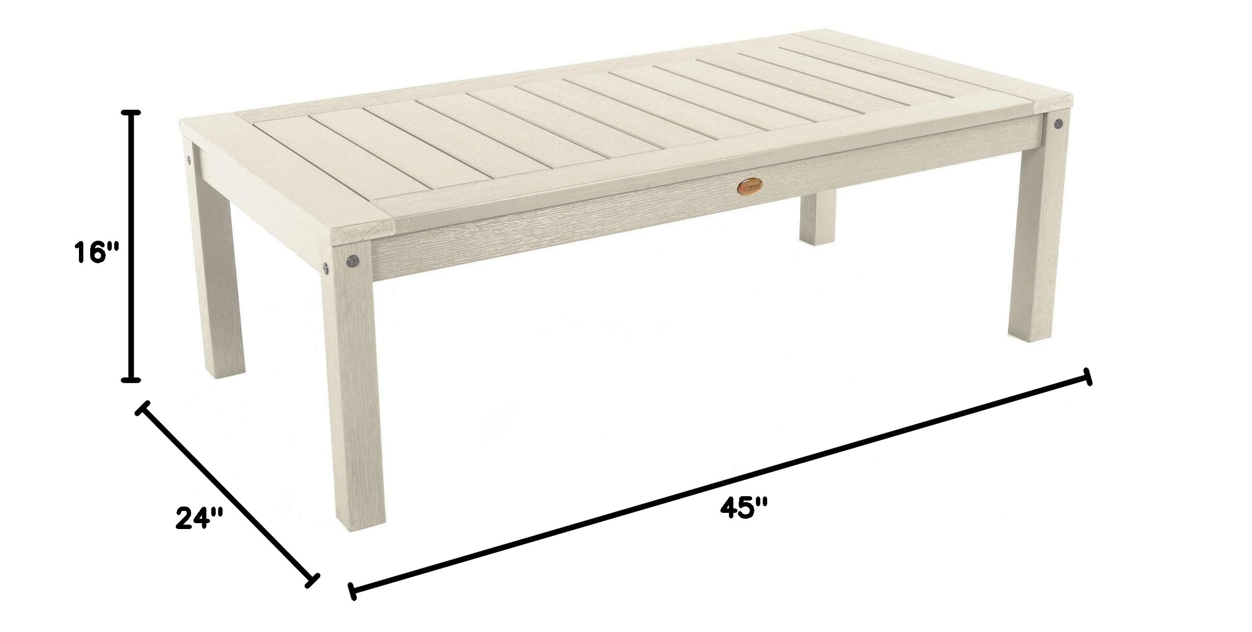 Highwood Adirondack Coffee Table - Weather-Resistant Whitewashed Outdoor Furniture for Patio, Garden & Poolside Use