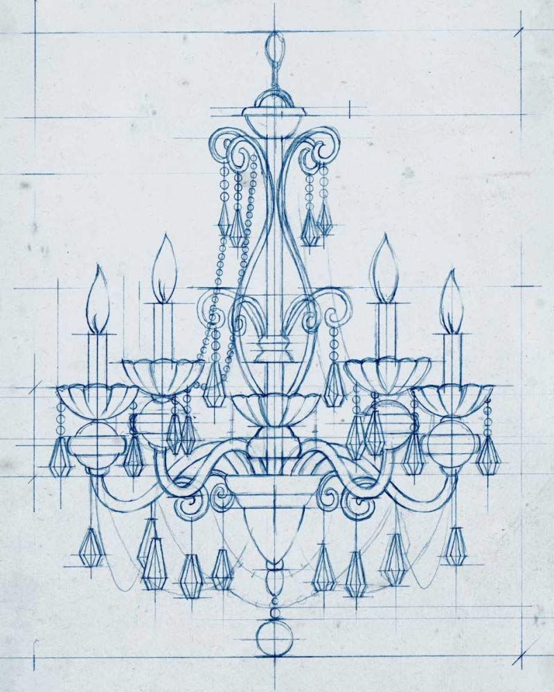 Ethan Harper Architecture Art Print - Chandelier Draft III - 39x31 Inch Fine Art Paper for Framing & Wall Decor | Perfect for Living Room, Bedroom & Office