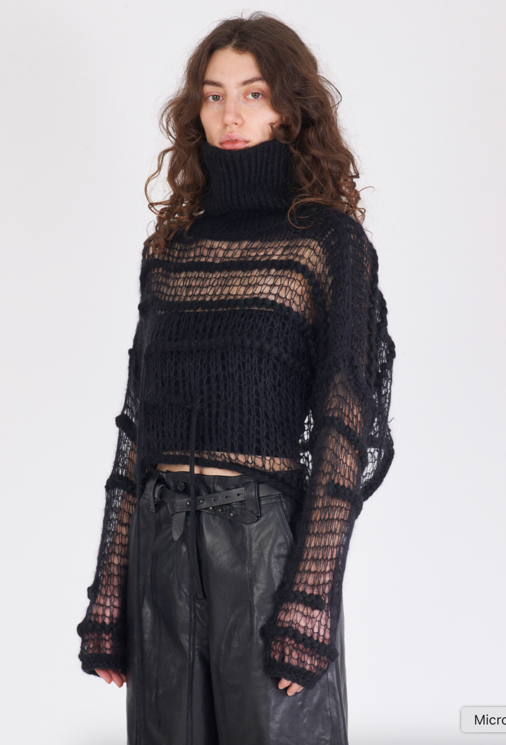 Black Boxy Turtleneck Mesh Sweater for Women - Trendy Oversized Knit Pullover for Fall & Winter Fashion, Office Wear and Casual Outfits