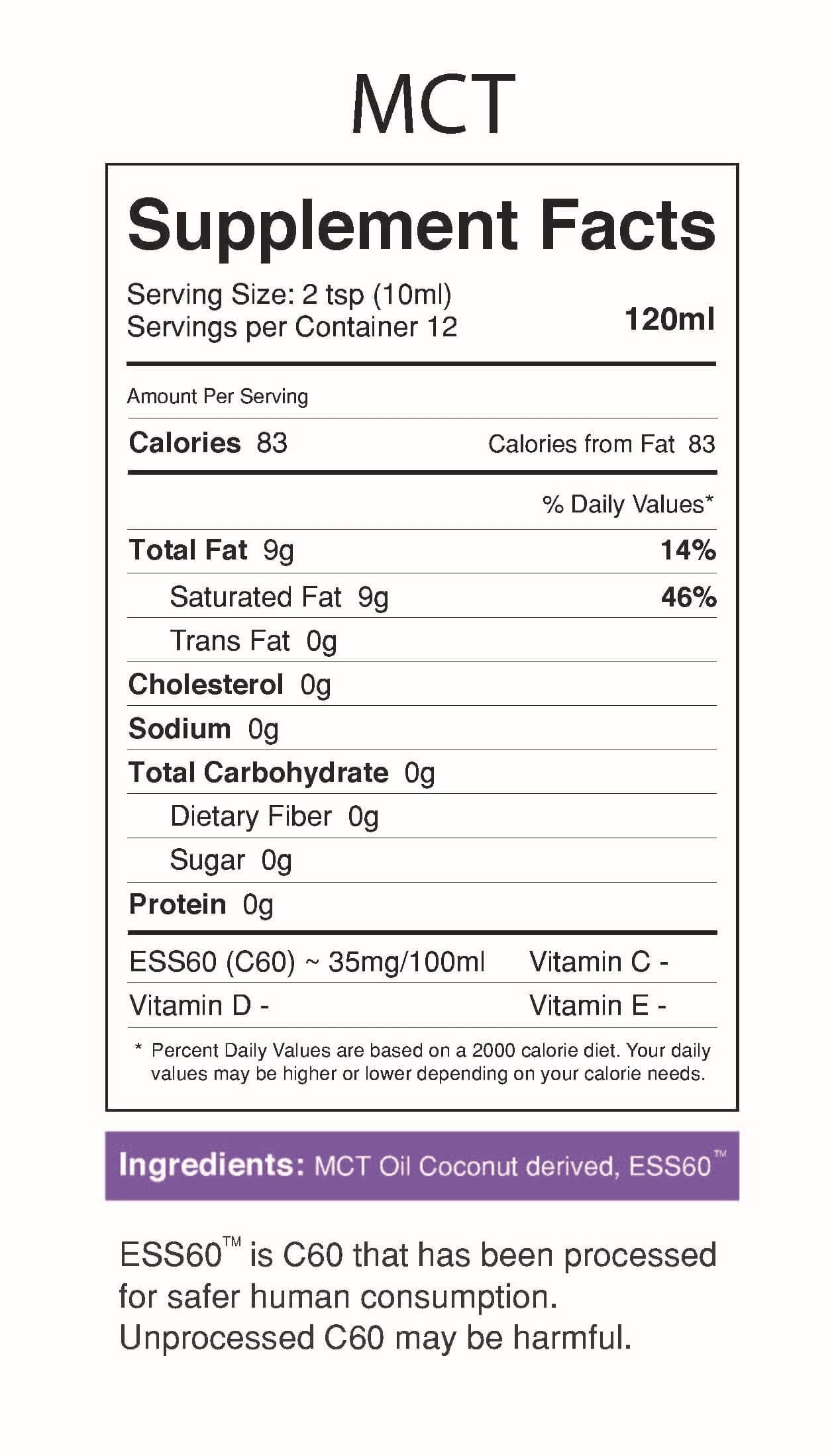 MyVitalC Organic MCT Oil from Coconut - Pure ESS60 Antioxidant Supplement for Anti-Aging, Energy Boost & Better Sleep - 120ml | Perfect for Keto Diet, Coffee Enhancer & Daily Wellness Routine