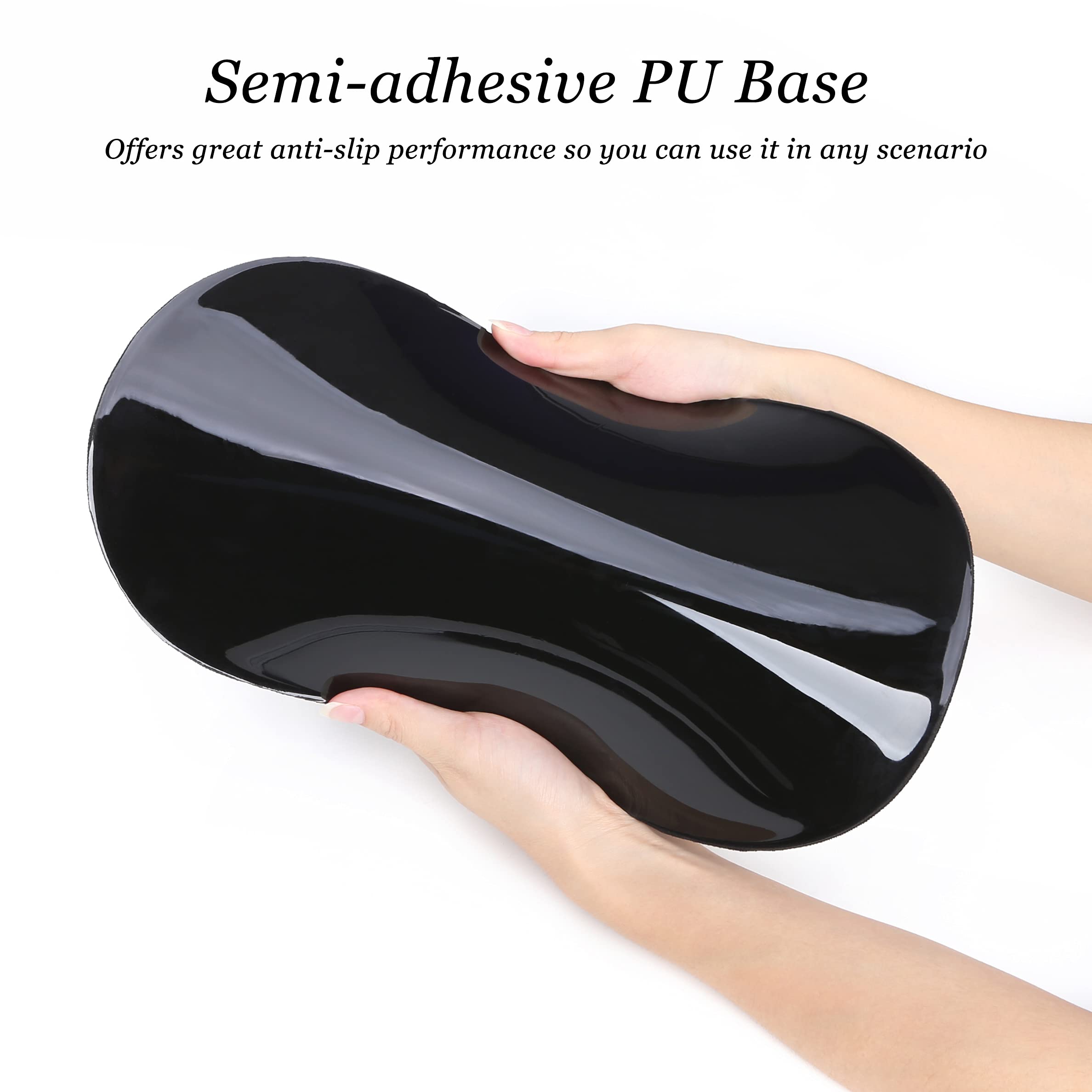Ergonomic Mouse Pad with Wrist Support - Memory Foam Cushion & Non-Slip PU Base for Pain Relief - Comfortable Computer Mousepad for Office, Home, Gaming & Long Work Sessions (Black)