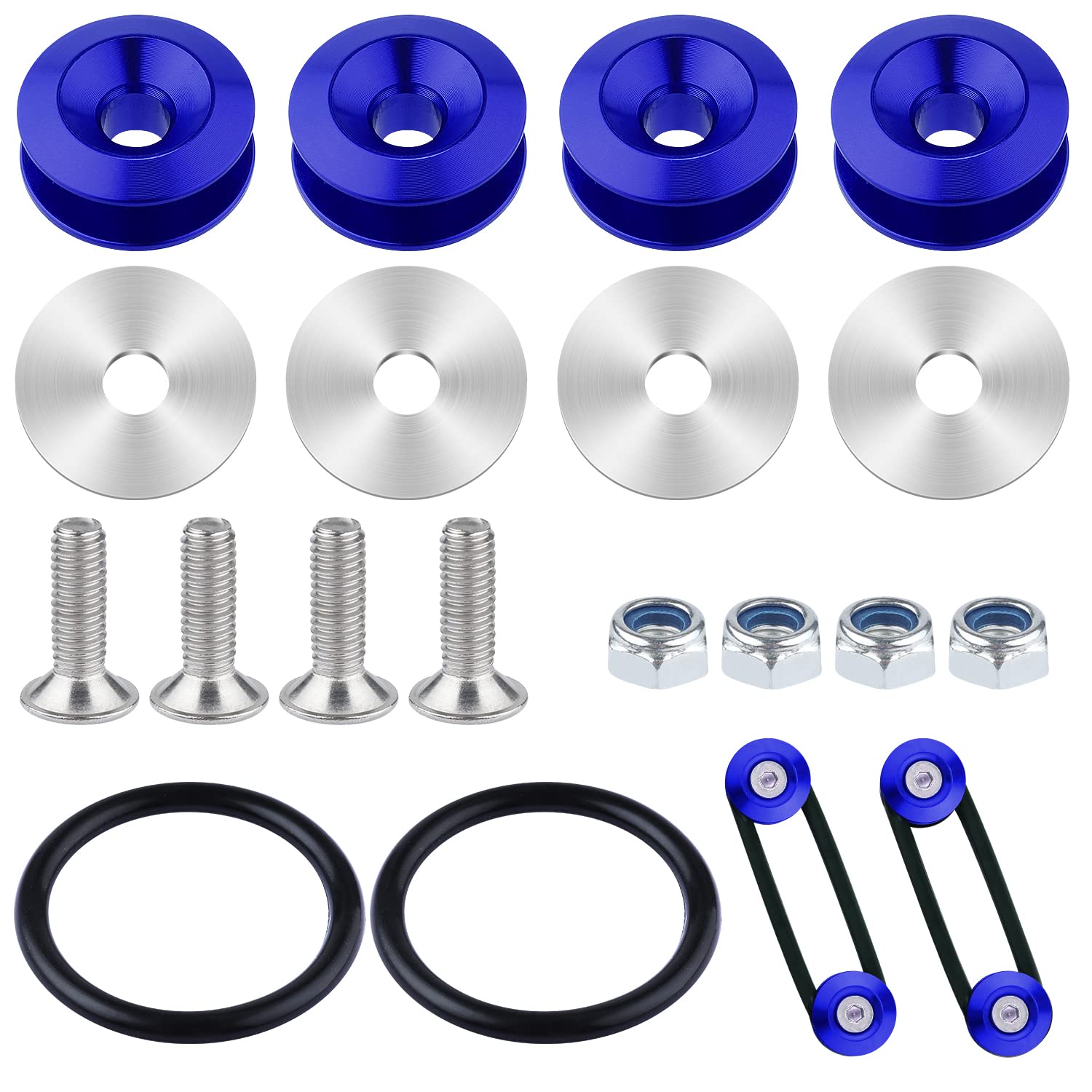 Universal Car Bumper Quick Release Kit - 18pcs Blue Bumper Holder Bands & Trunk Fasteners for Front/Rear Bumper | Easy Installation, Secure Fit | Perfect for Off-Roading, Car Shows & DIY Auto Repairs