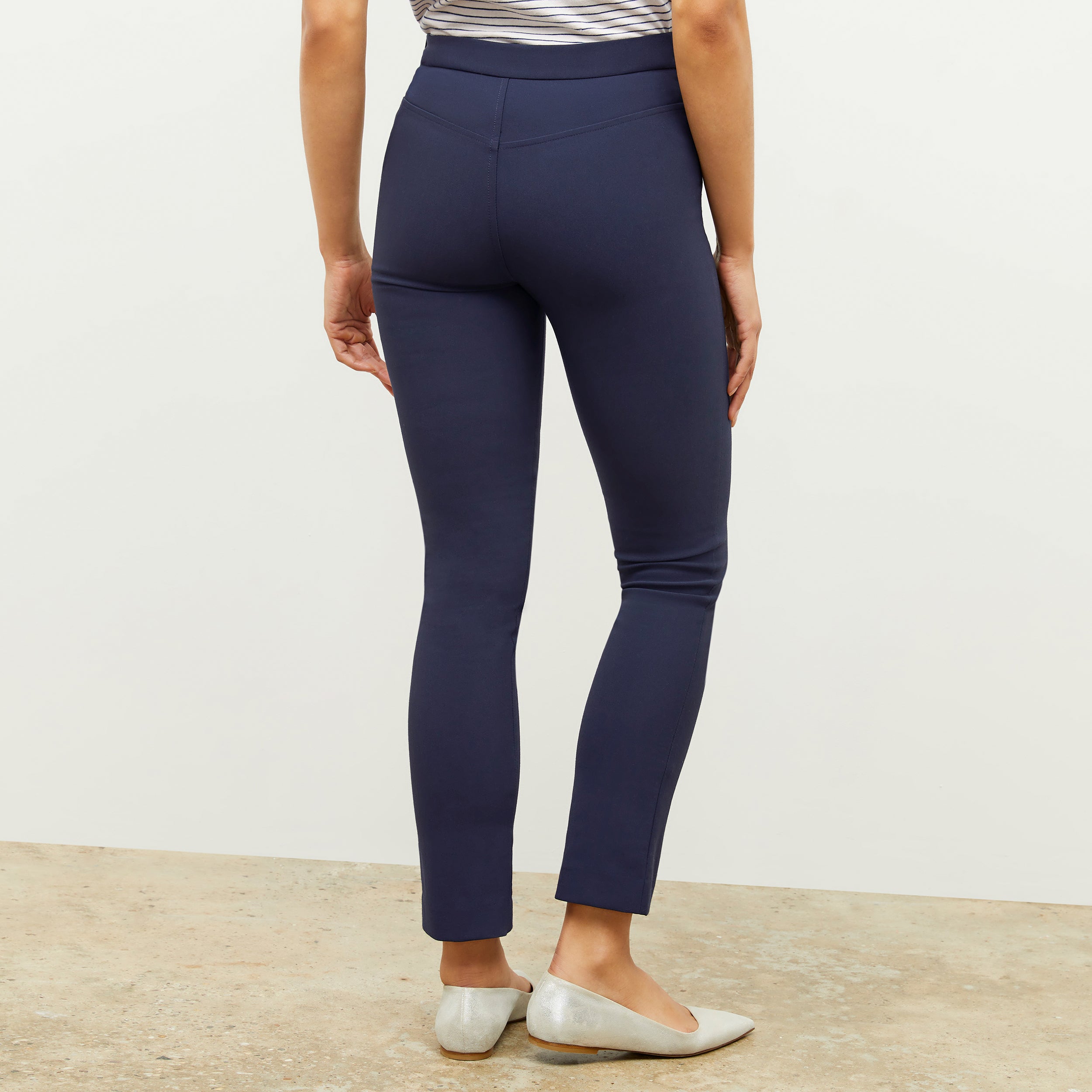 Foster Cigarette Pants for Women - High Waist PowerStretch Slim Fit Trousers in Dark Navy | Perfect for Yoga, Workouts & Casual Wear