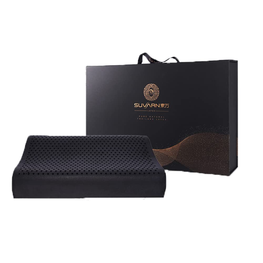 SVF2 Suvarn Latex Graphene Black Gold Deep Space Pillow - Ergonomic Contour Cervical Support for Neck Pain Relief - Orthopedic Memory Foam Pillow for Side, Back & Stomach Sleepers - Perfect for Home, Office & Travel Use