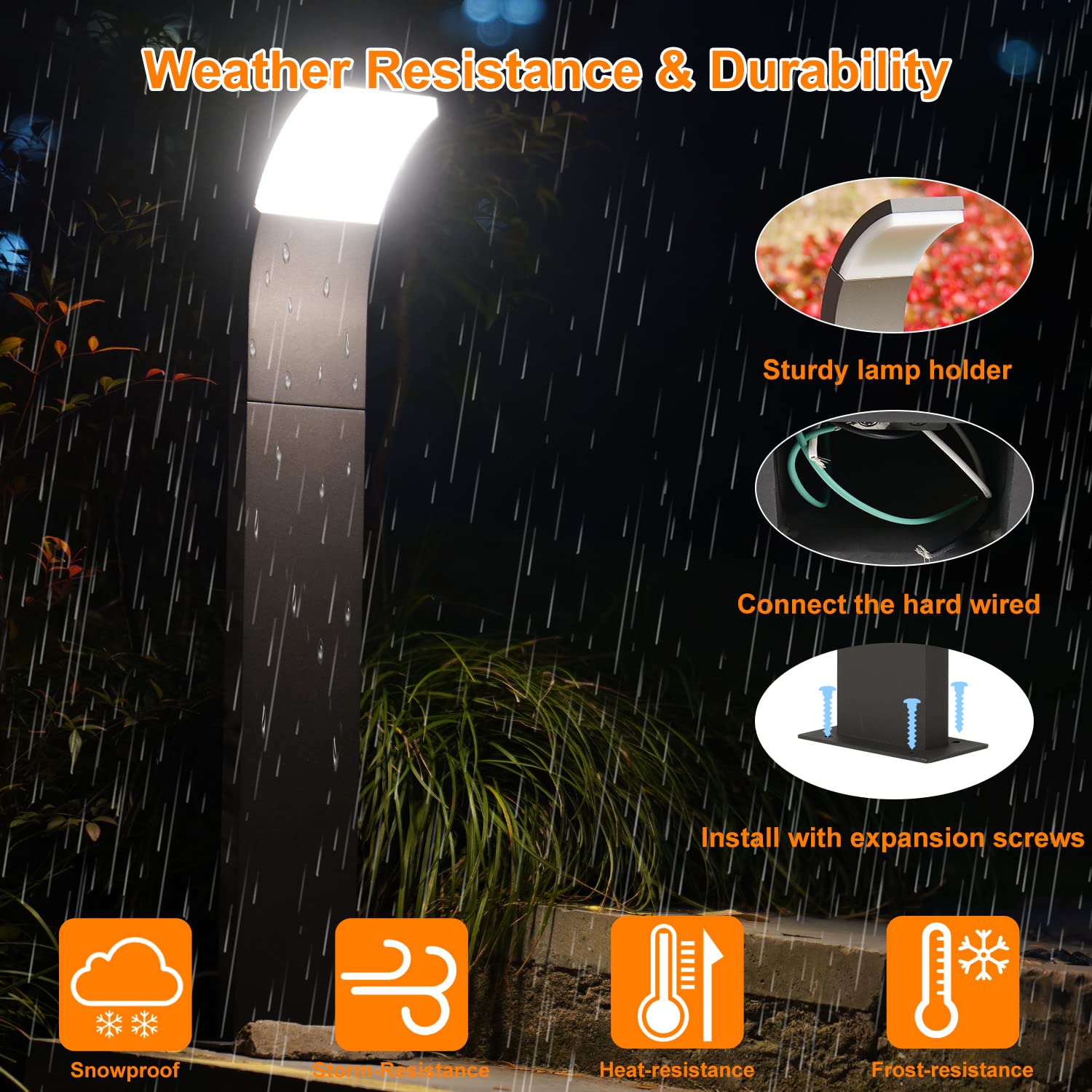 Modern European Design LED Pathway Lights - 7W 480Lm Waterproof IP54 Aluminum Garden Lighting for Walkway, Patio, Yard (23.6In 120V) - Perfect for Landscape, Driveway, and Outdoor Decoration