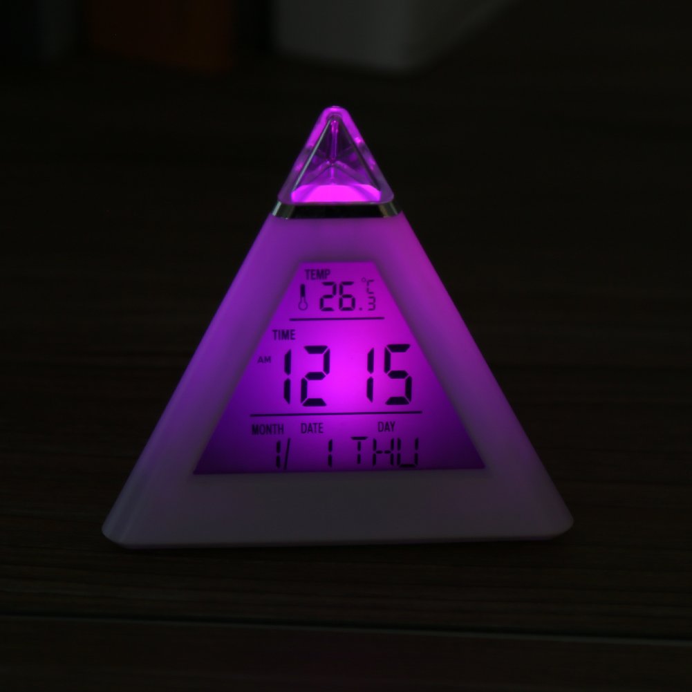 Germerse LED Digital Alarm Clock with Thermometer & Color Changing Night Light - Perfect for Bedroom, Office, and Travel Use