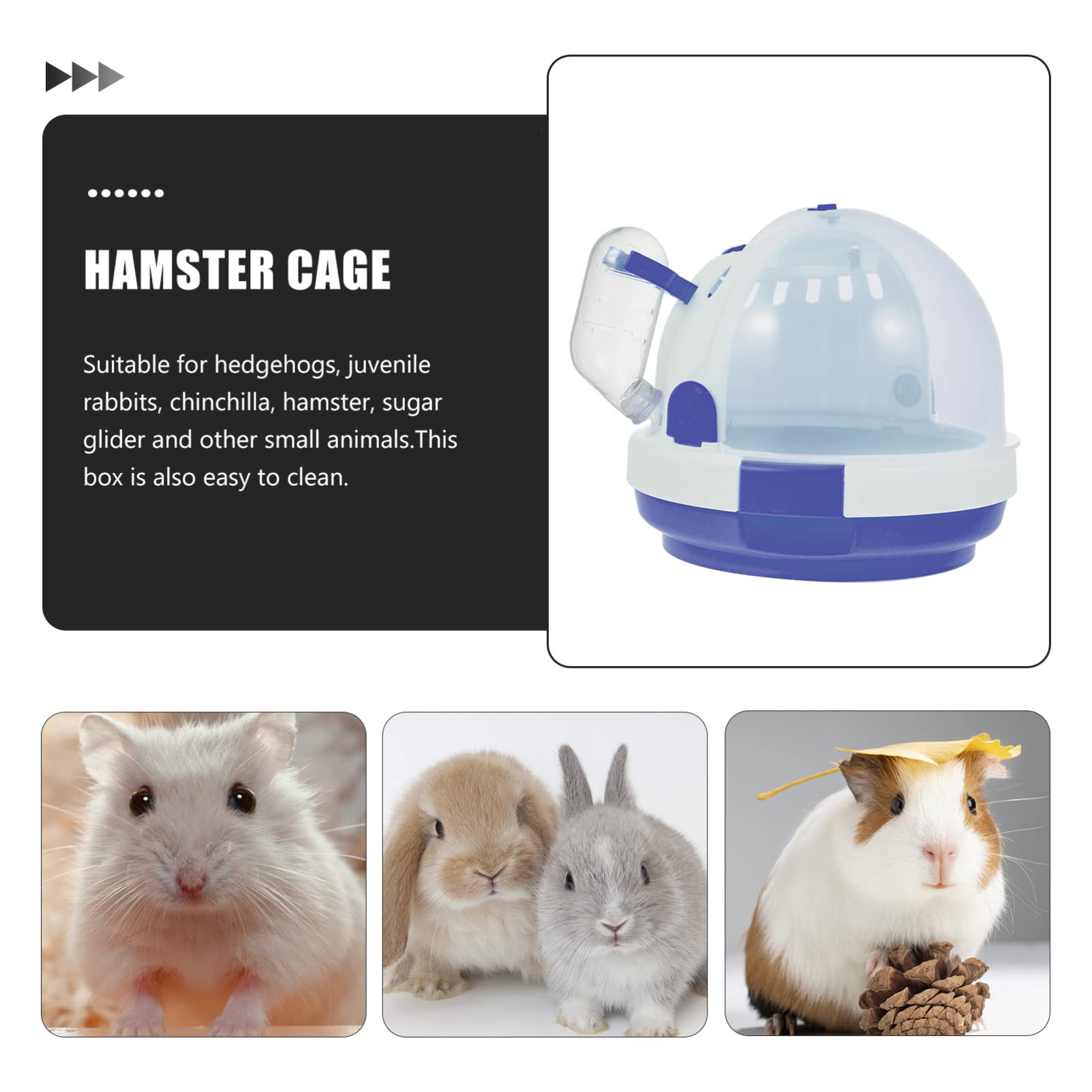 Balacoo Clear Small Animal Carrier - Hamster Cage, Bunny Harness, Mouse & Bird Travel Tote Bag with Water Bottle | Portable PP Plastic Pet Carrier for Travel, Vet Visits & Outdoor Adventures