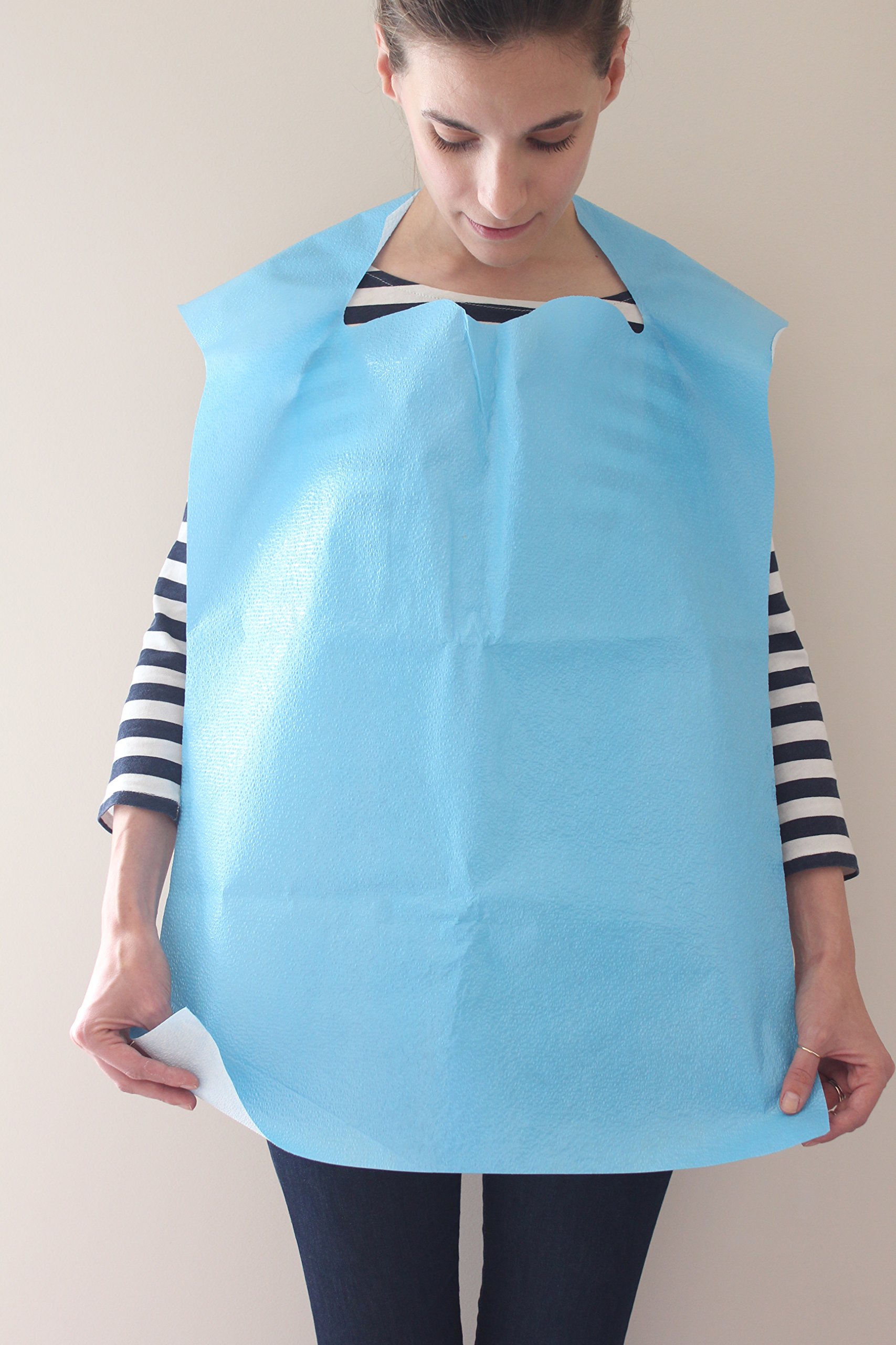 Premium Disposable Adult Bibs for Elderly Care - Pack of 500 Blue Absorbent Drool Bibs - Ideal for Nursing Homes, Hospitals & Home Care for Seniors with Dementia or Swallowing Difficulties