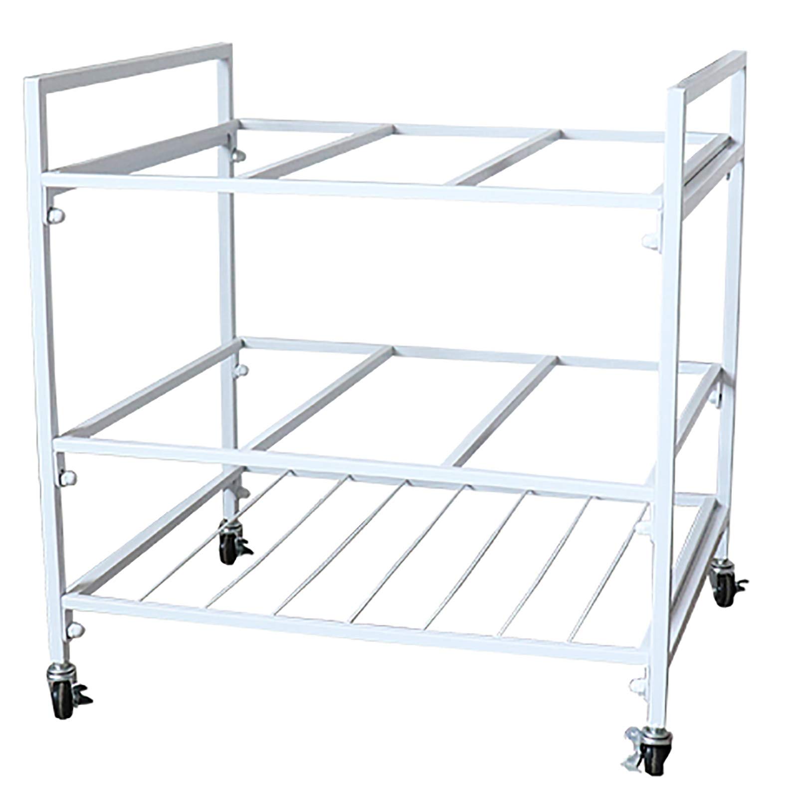 Premium Large Yoga Mat Rack Storage Cart with Wheels - Heavy Duty Metal Organizer for Yoga Mats, Pilates Mats & Foam Rollers - Space Saving Home Gym Equipment - Perfect for Yoga Studios, Fitness Centers & Home Workouts (White)
